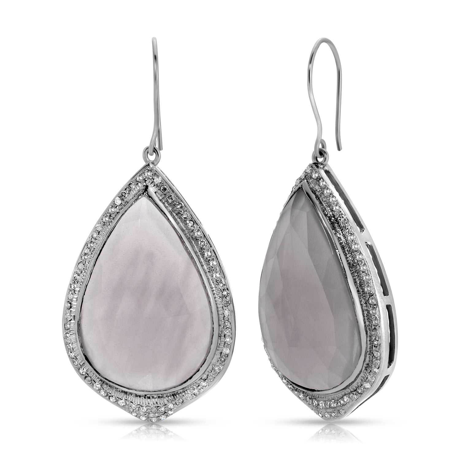 Grey Sapphire Diamond Drop Earrings