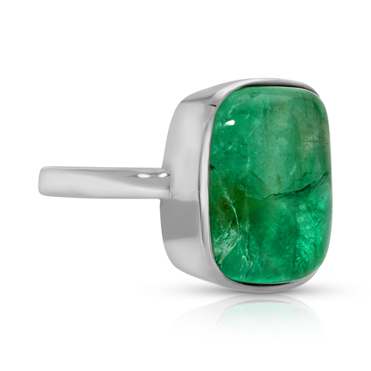 Emerald White Gold Signet Ring