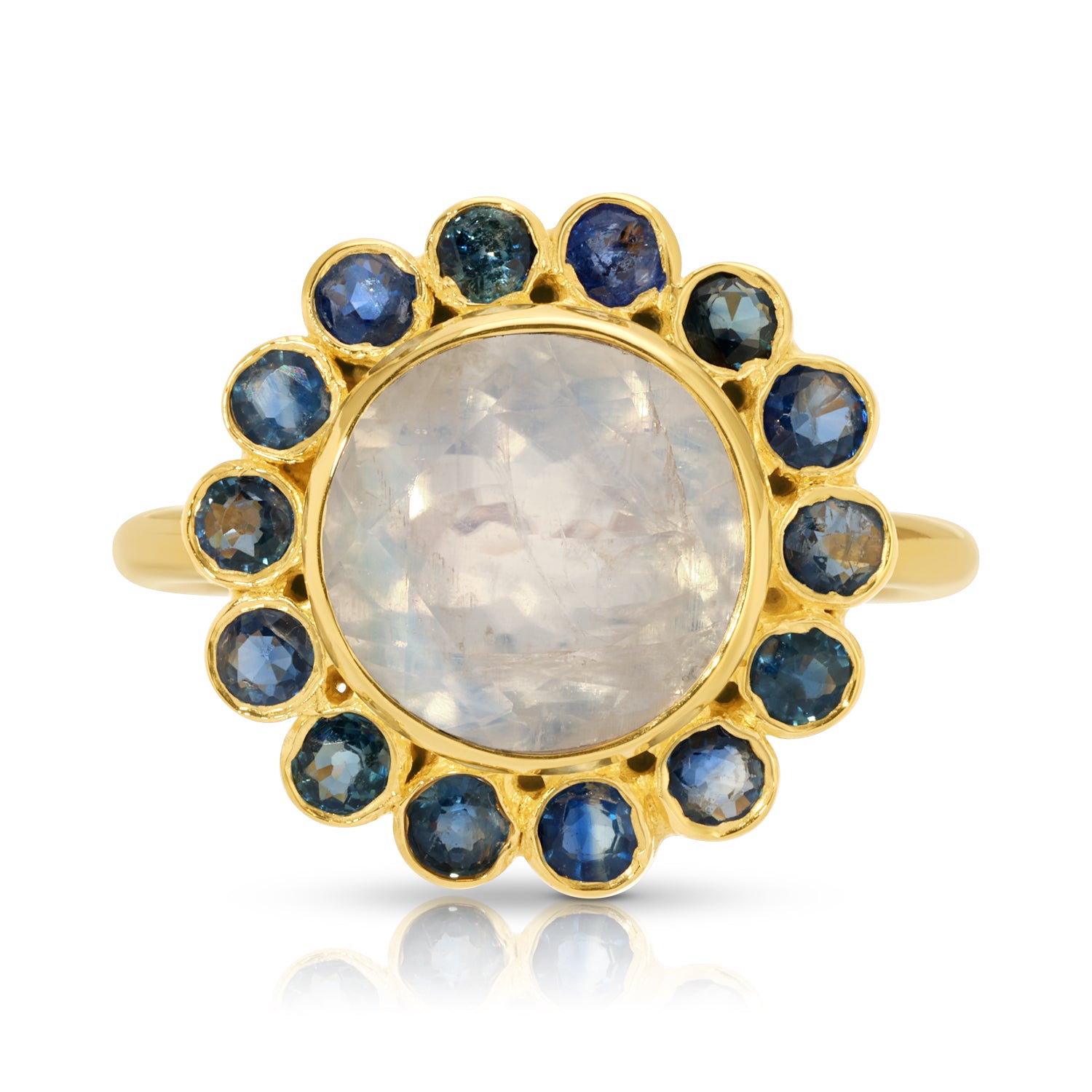 Sapphire Moonstone Eclipse Ring