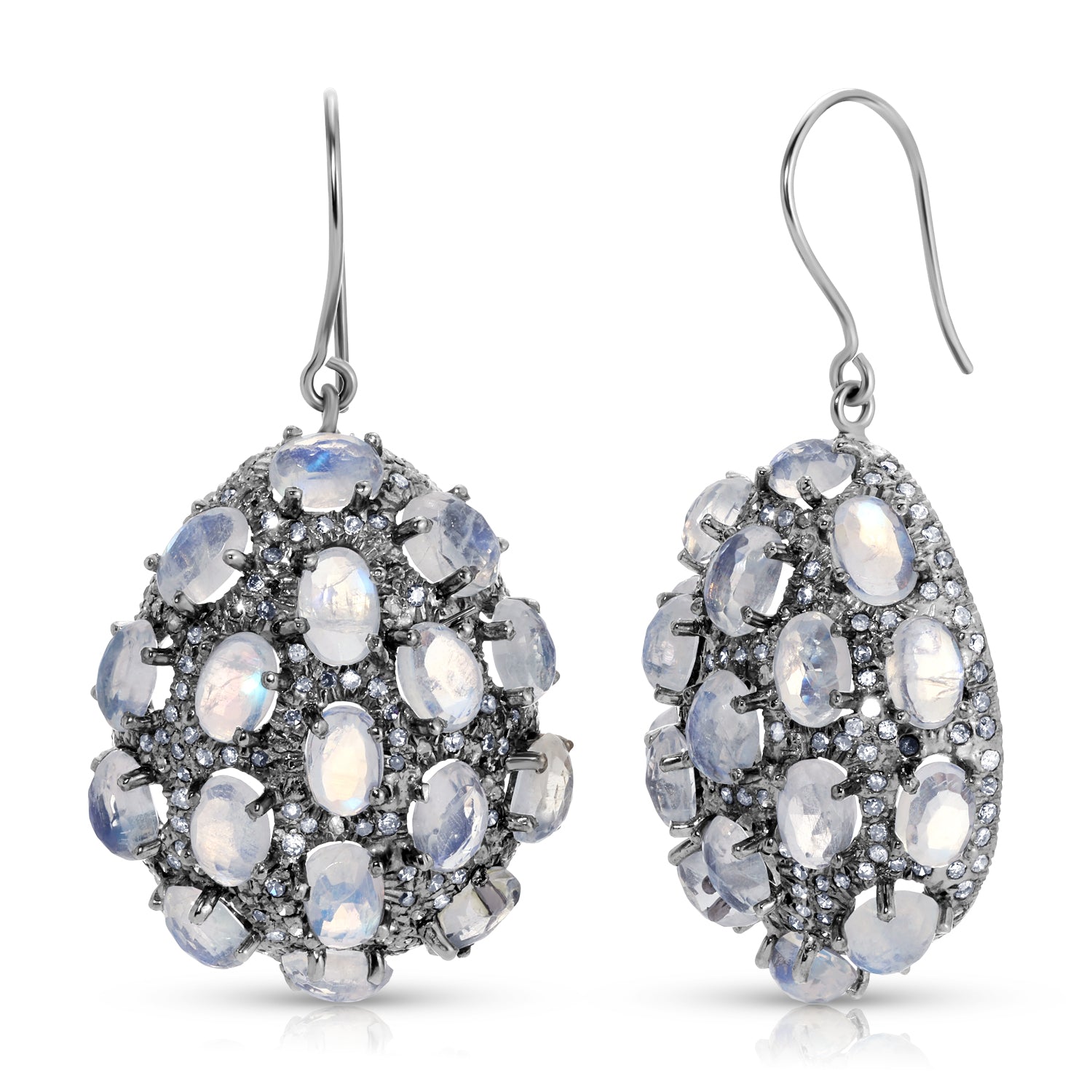 Moonstone Diamond Drop Earrings