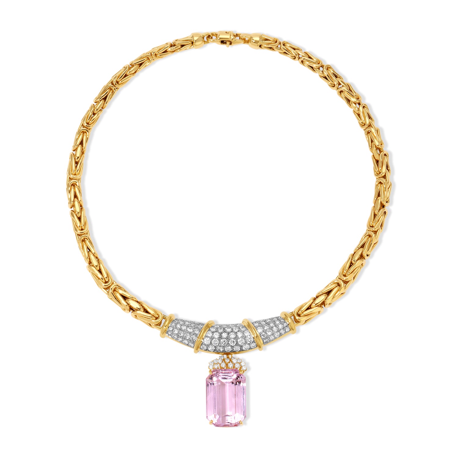 Gold Diamond Necklace with Detachable Charms