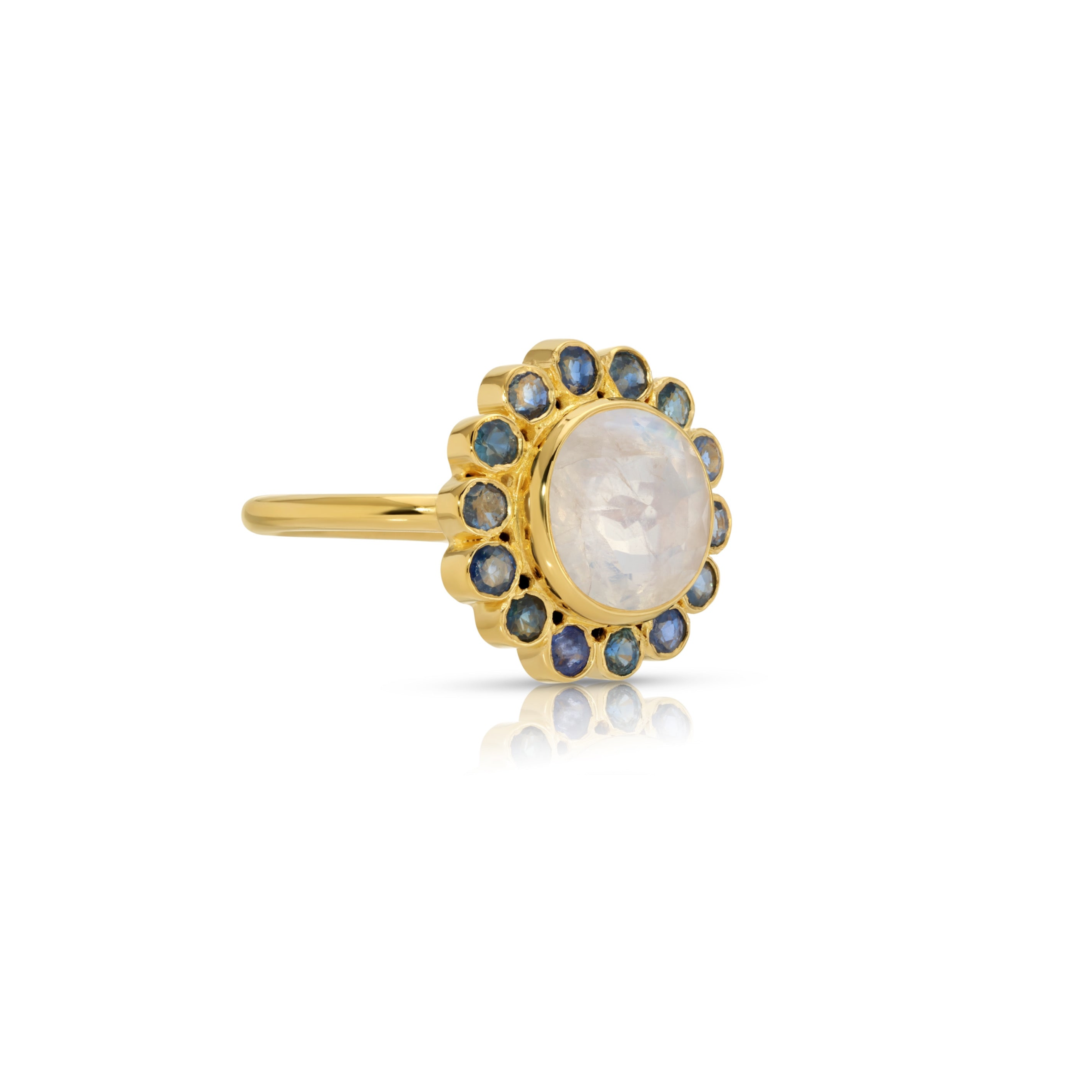 Sapphire Moonstone Eclipse Ring