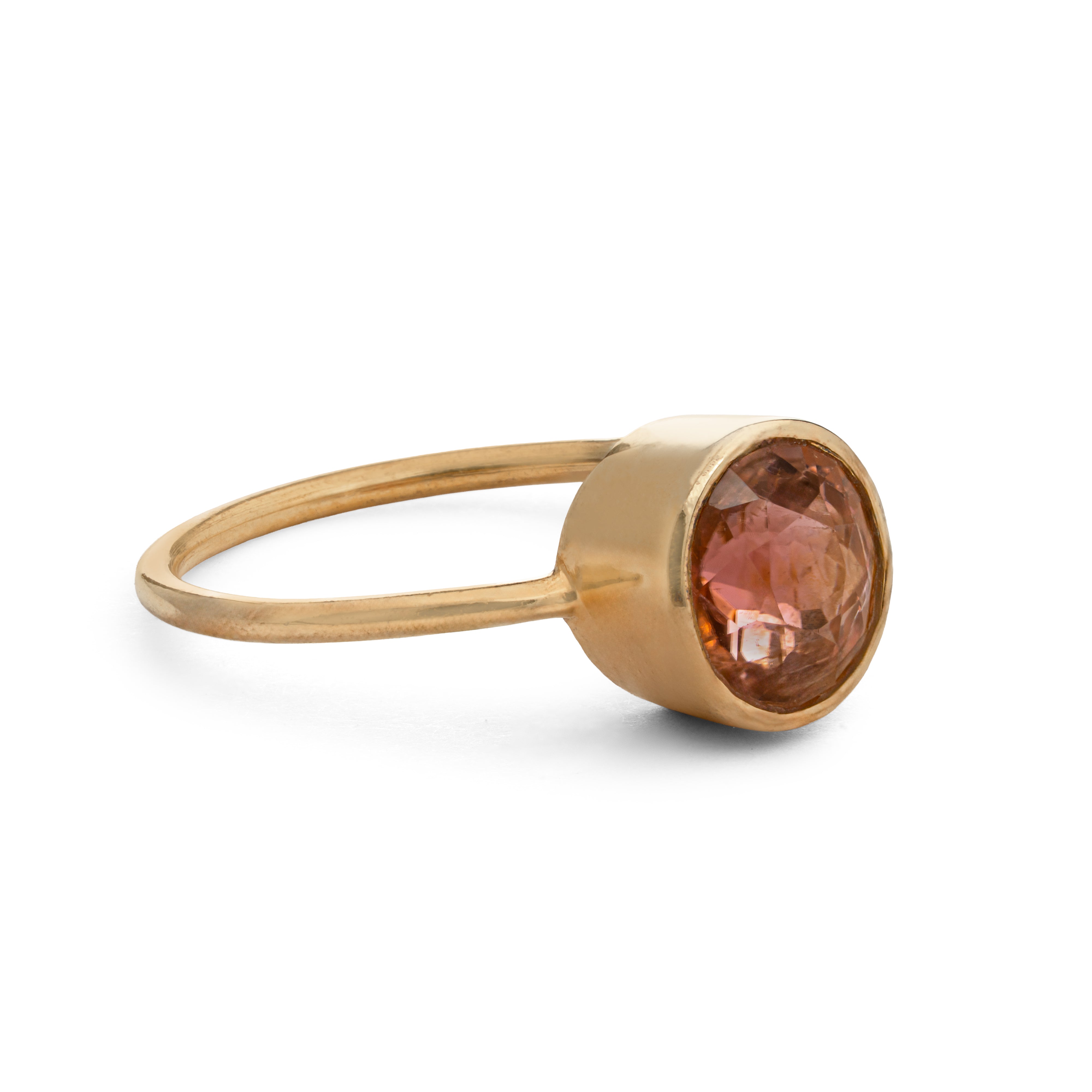 Pink Orange Fire Opal Signet Ring