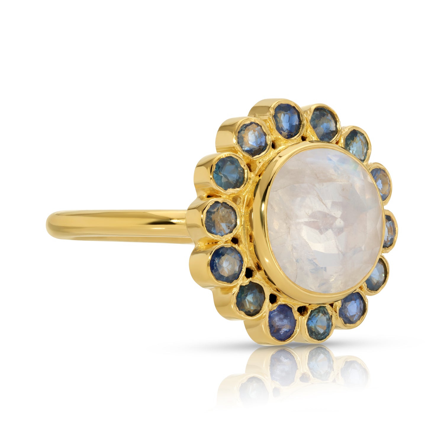 Sapphire Moonstone Eclipse Ring