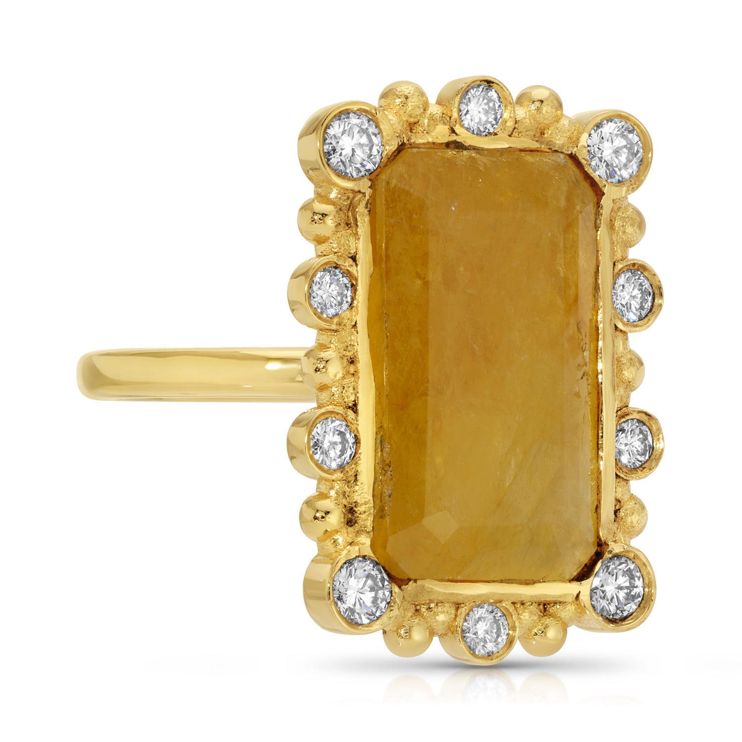 Burmese Yellow Sapphire Diamond Cocktail Ring