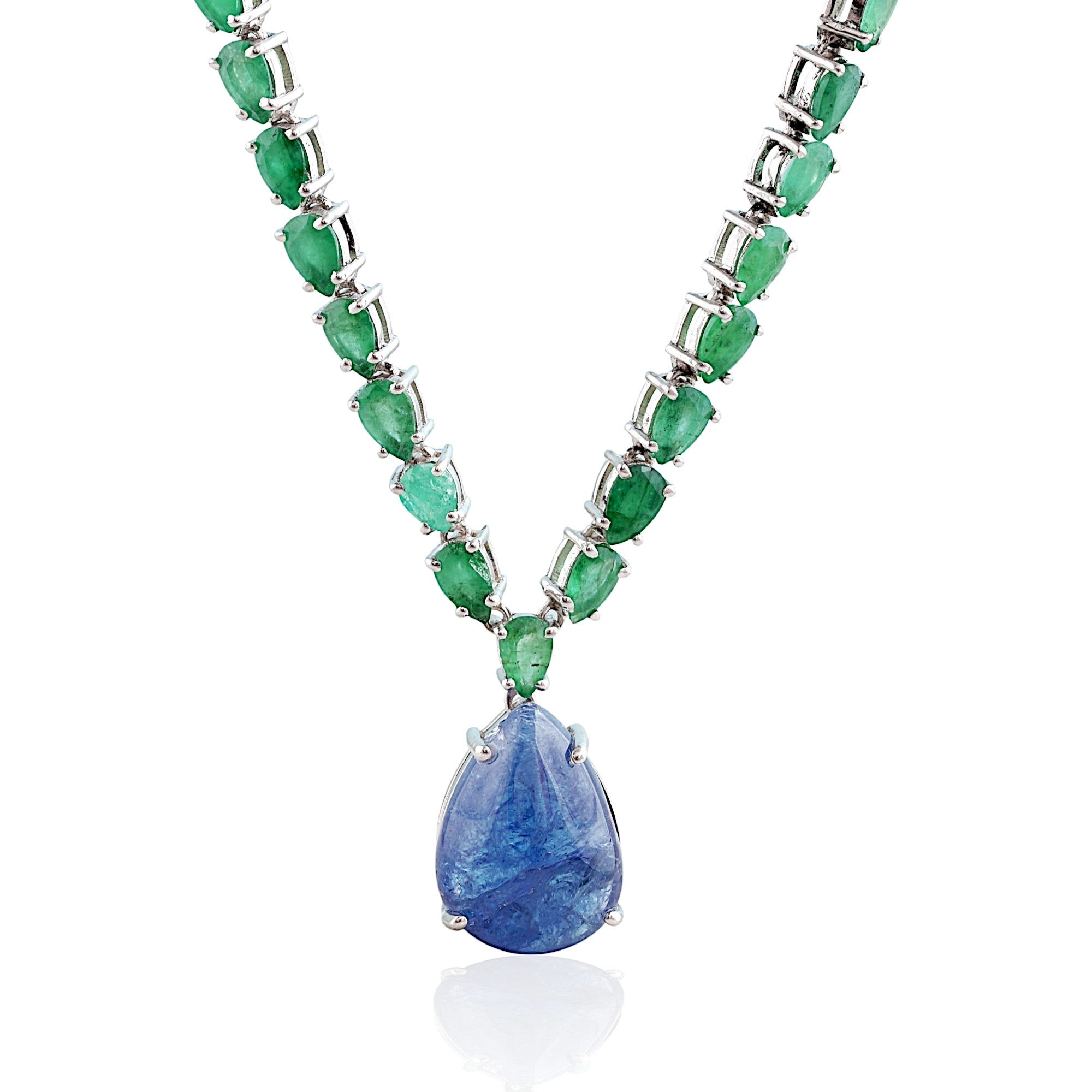 Emerald Tanzanite Chain Necklace