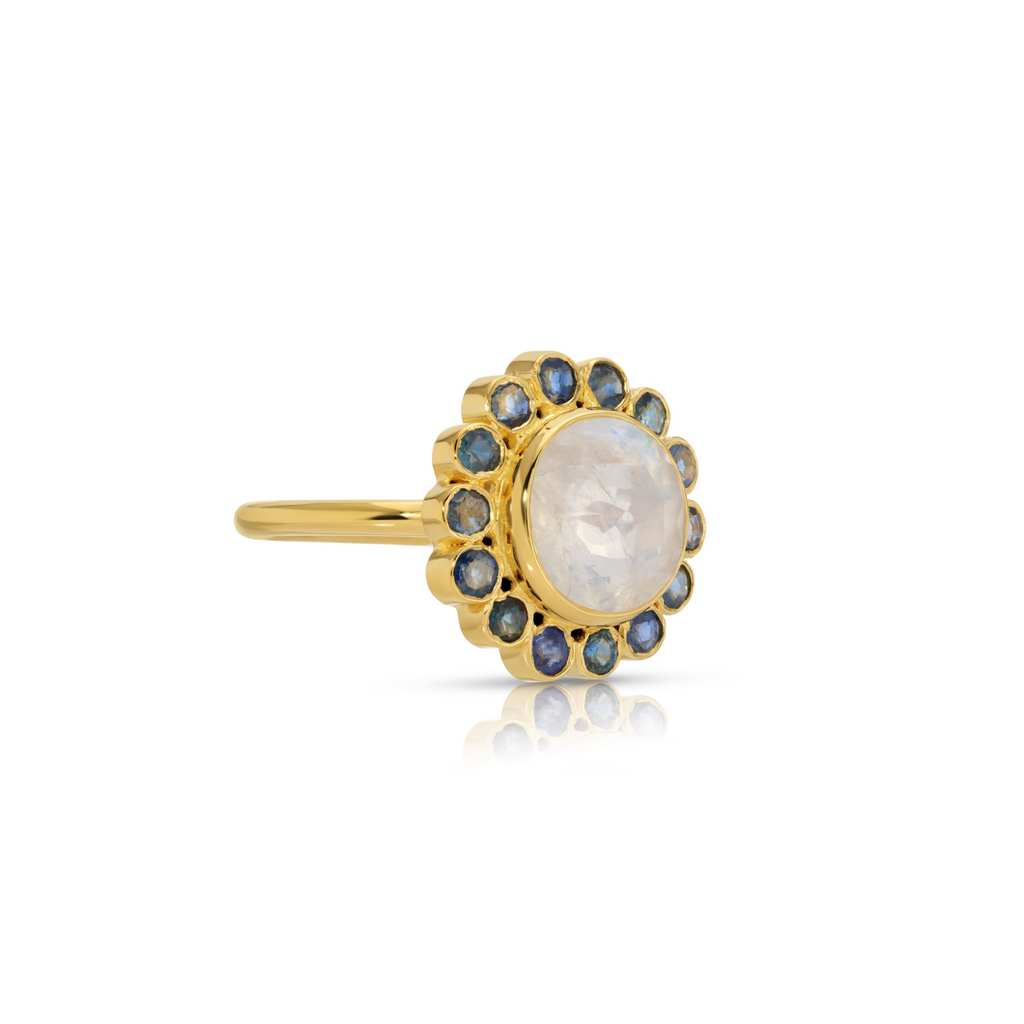 Sapphire Moonstone Eclipse Ring