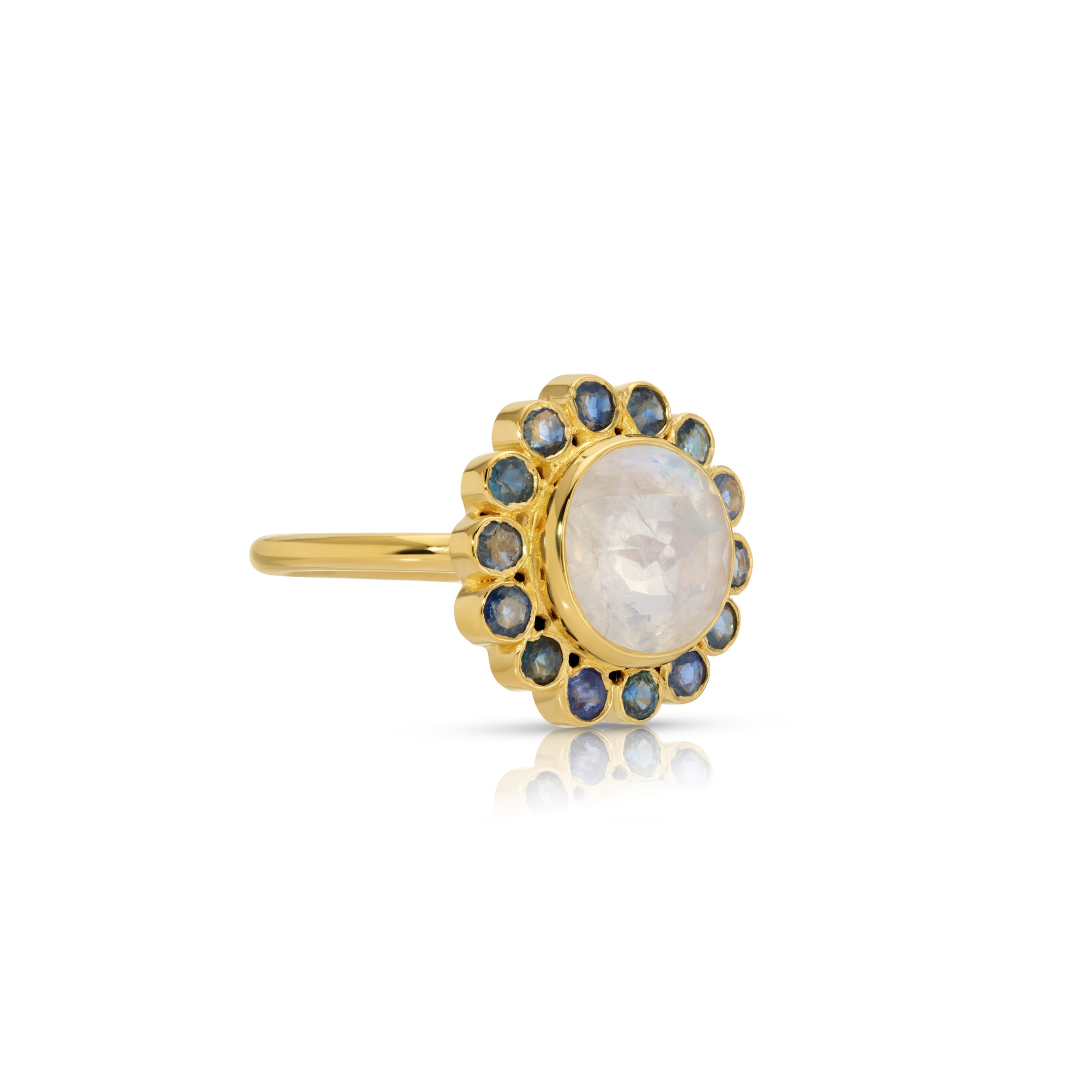 Sapphire Moonstone Eclipse Ring