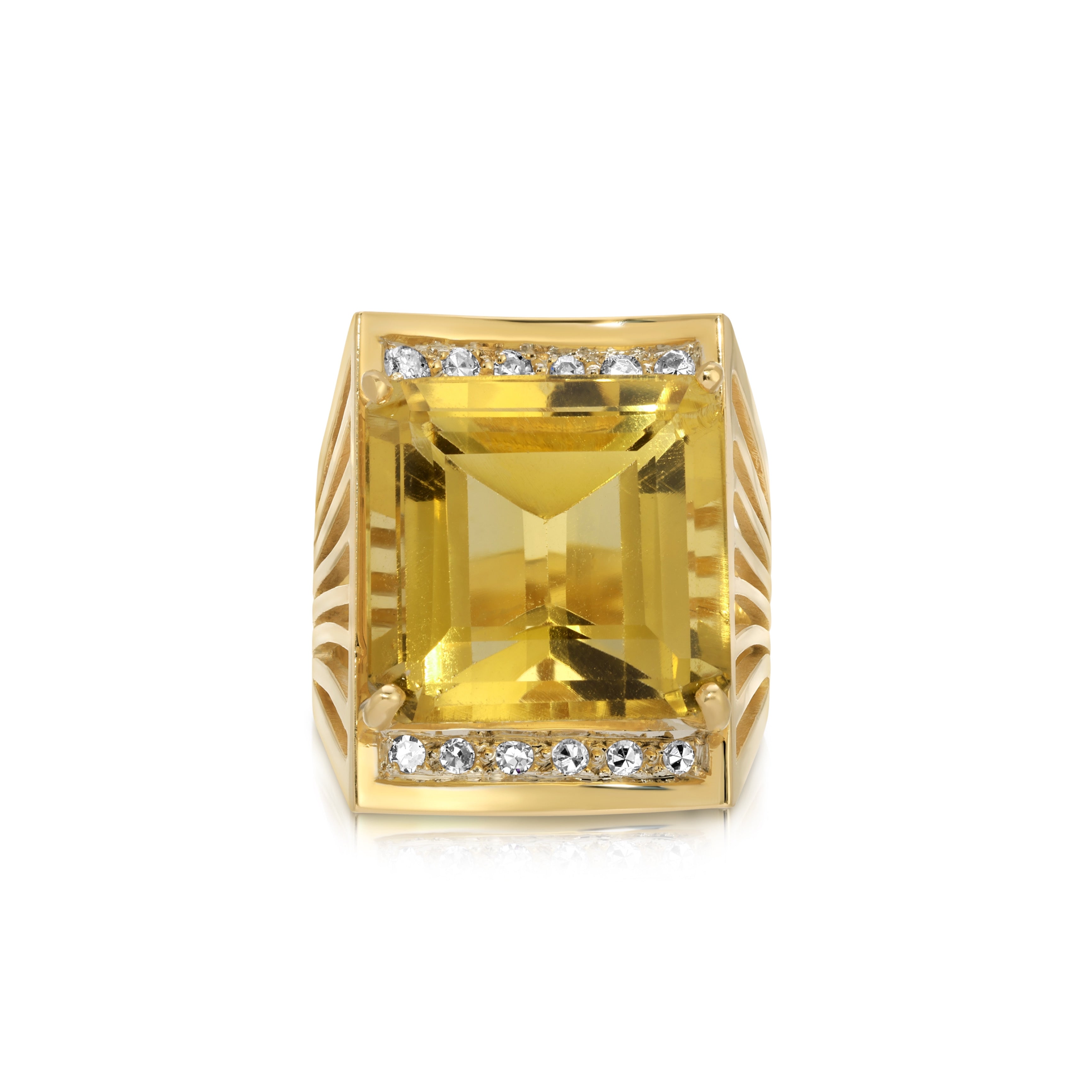 Yellow Beryl Diamond Cocktail Ring