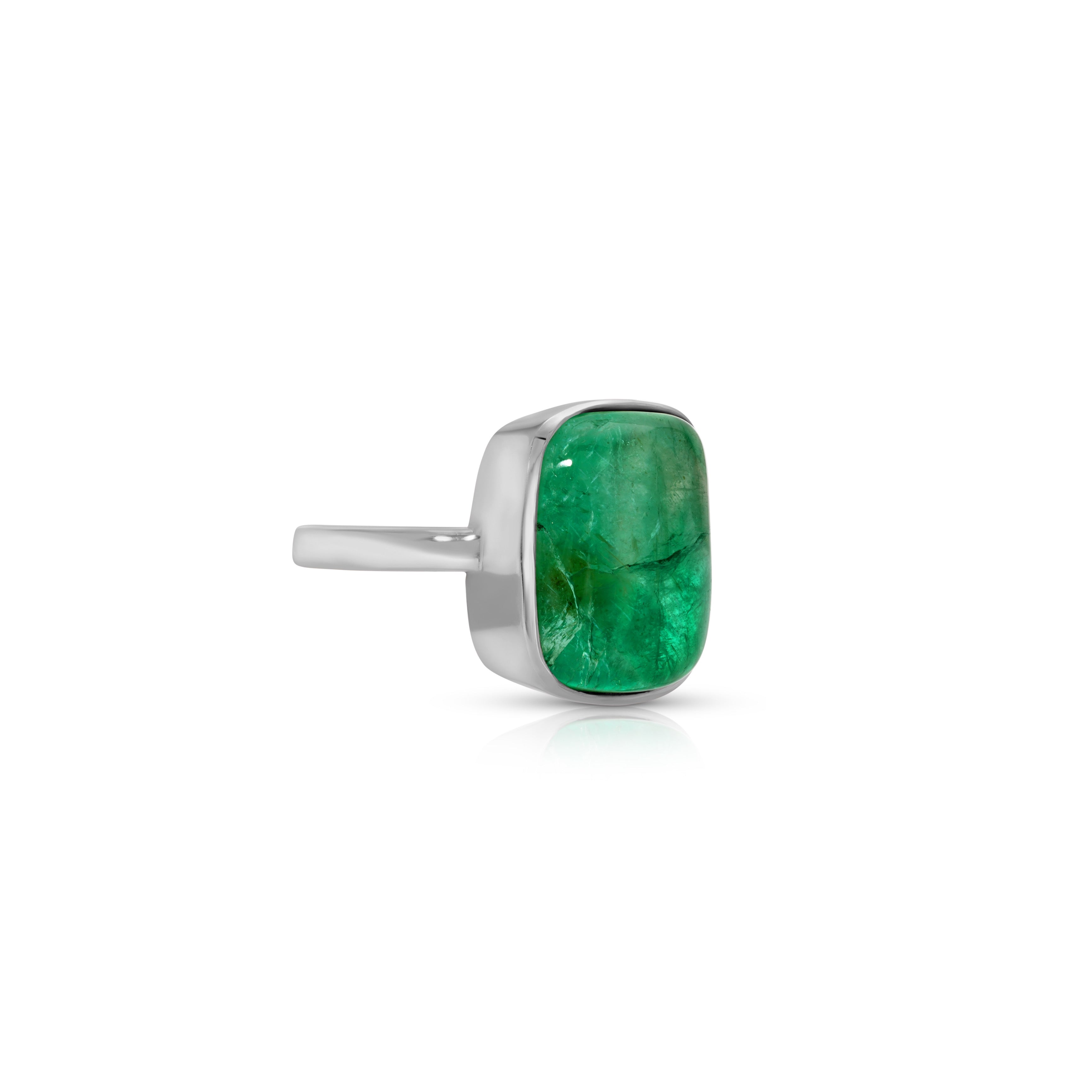 Emerald White Gold Signet Ring