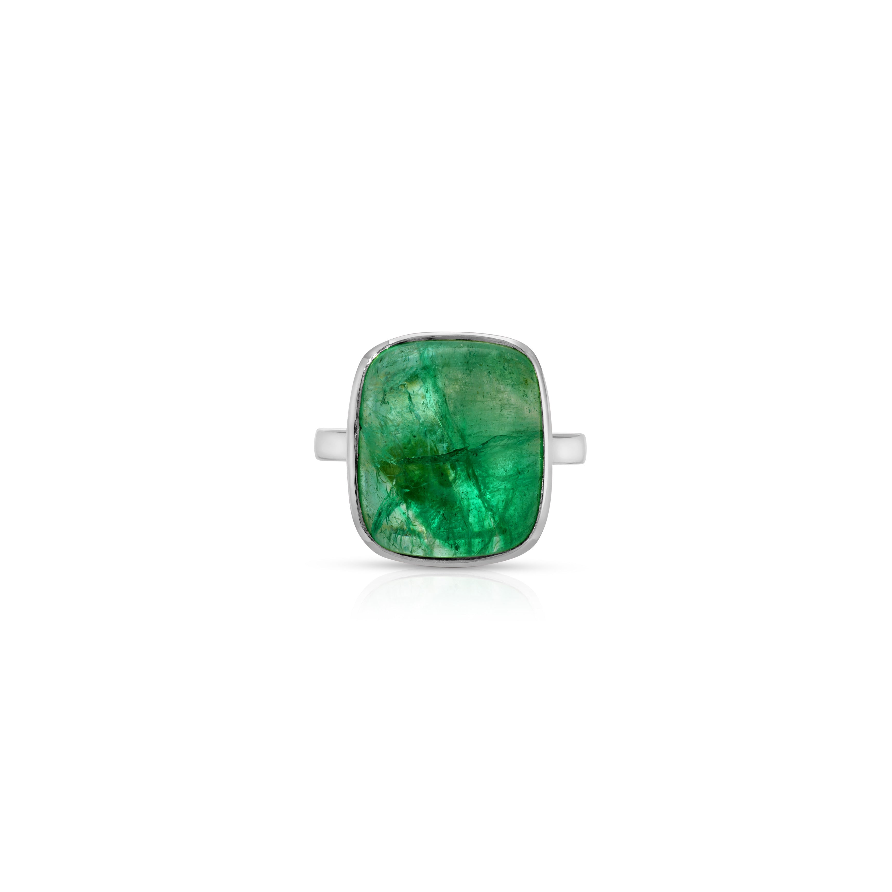 Emerald White Gold Signet Ring