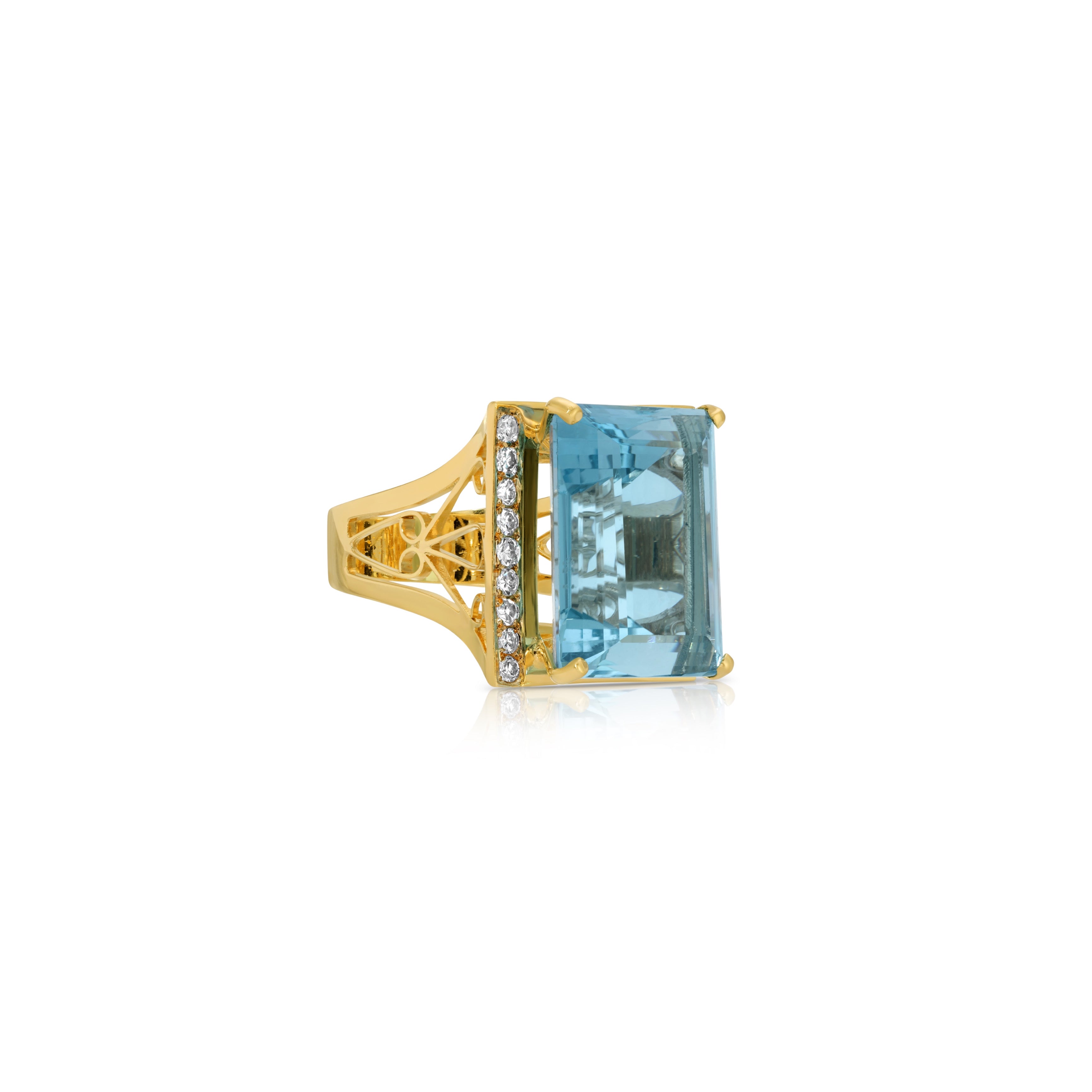 Swiss Blue Topaz Diamond Cocktail Ring