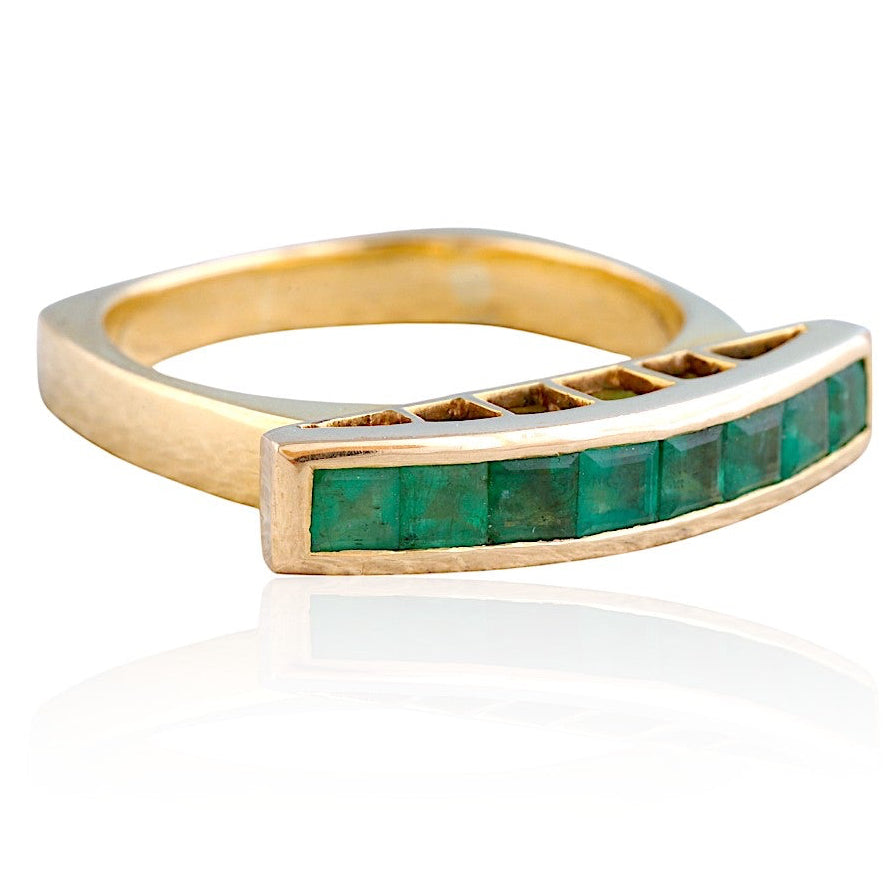 Emerald Baguette Gold  Channel Set Band Ring