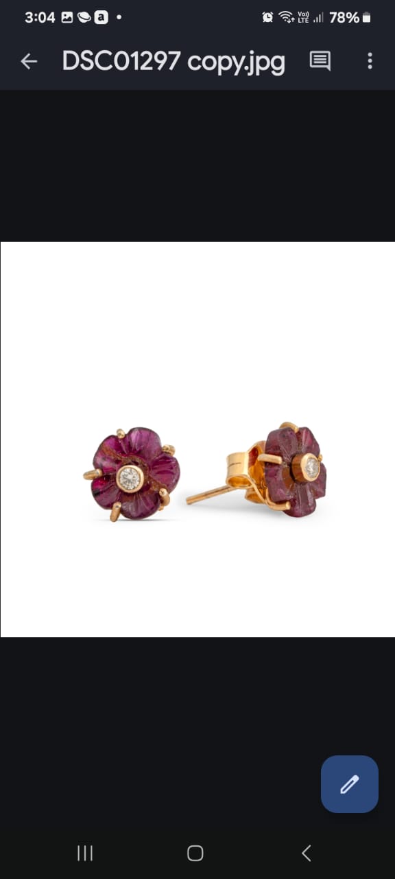 Ruby Diamond Petite Peony Stud Earrings