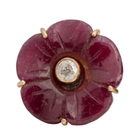 Ruby Diamond Medio Peony Stud Earrings