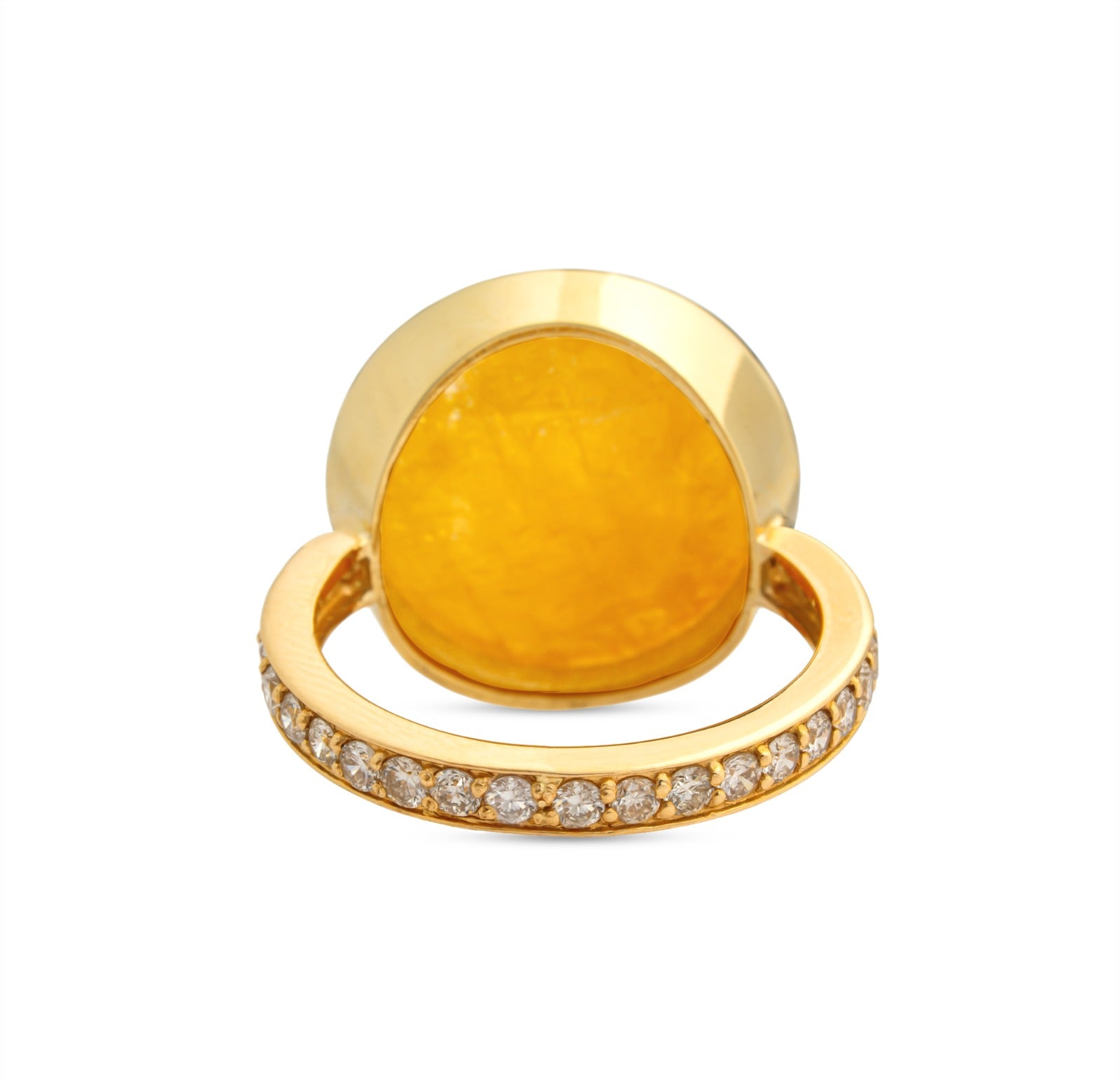 Certified Burmese Yellow Sapphire Diamond Dome Bomba Cocktail Ring