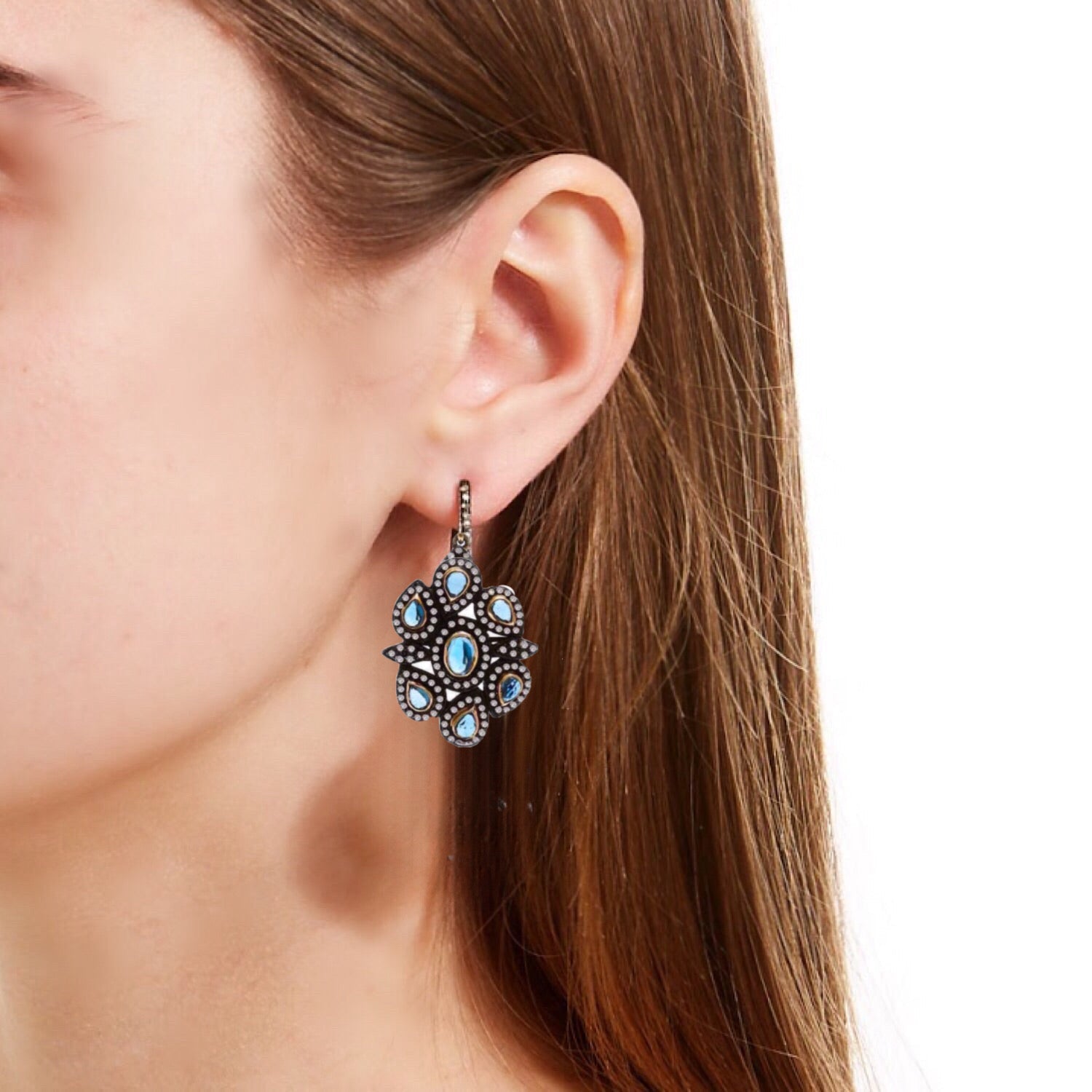 Black & Blue Sapphire Earrings