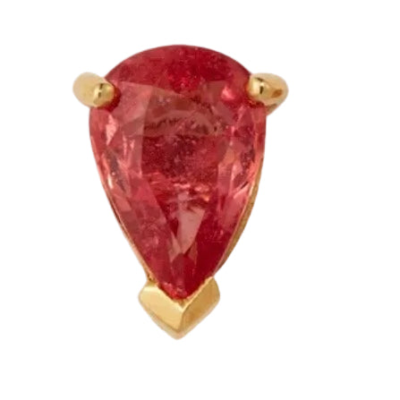 Orange Sapphire Pear Drop Gold Stud Earrings
