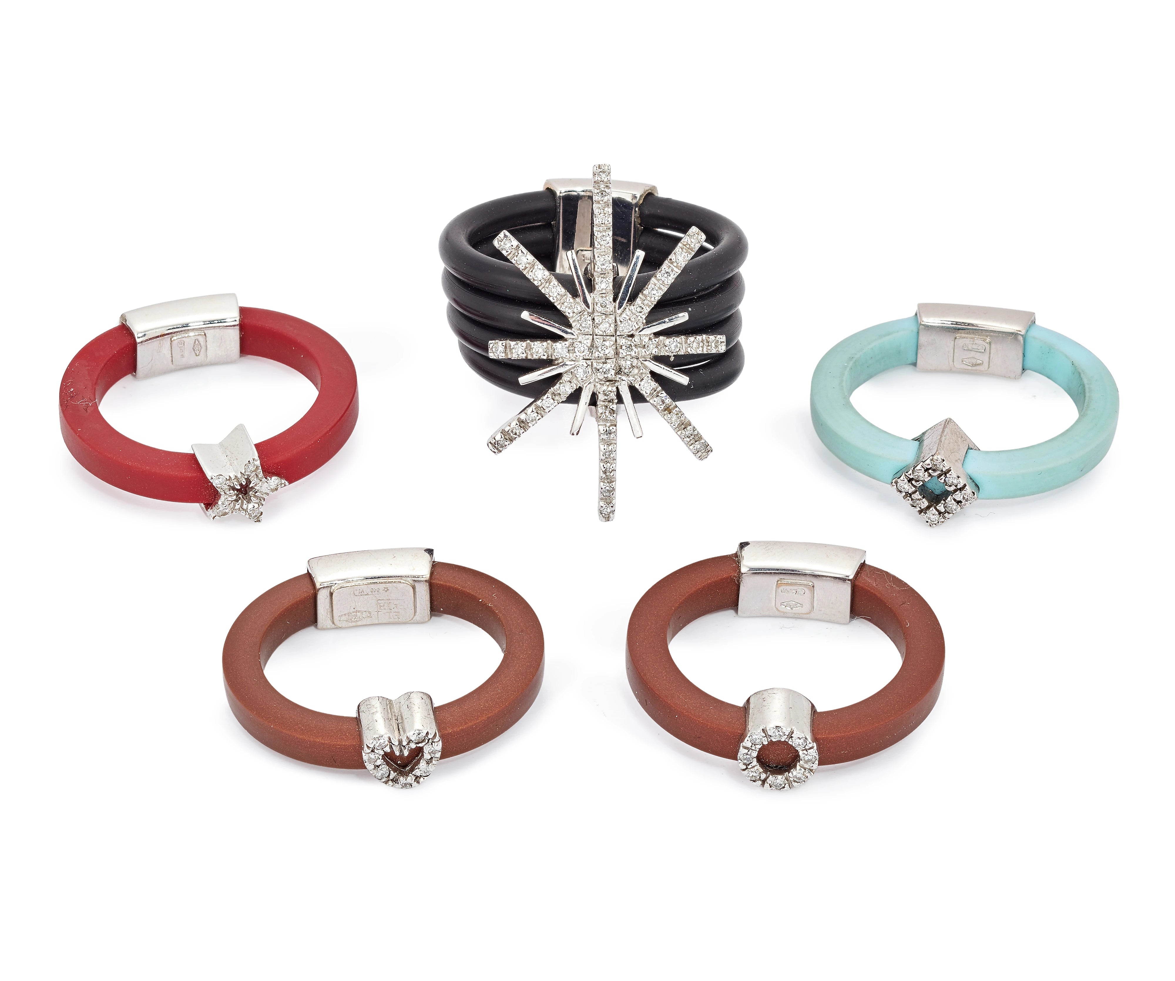 Aqua Diamond White Gold Rubber Ring
