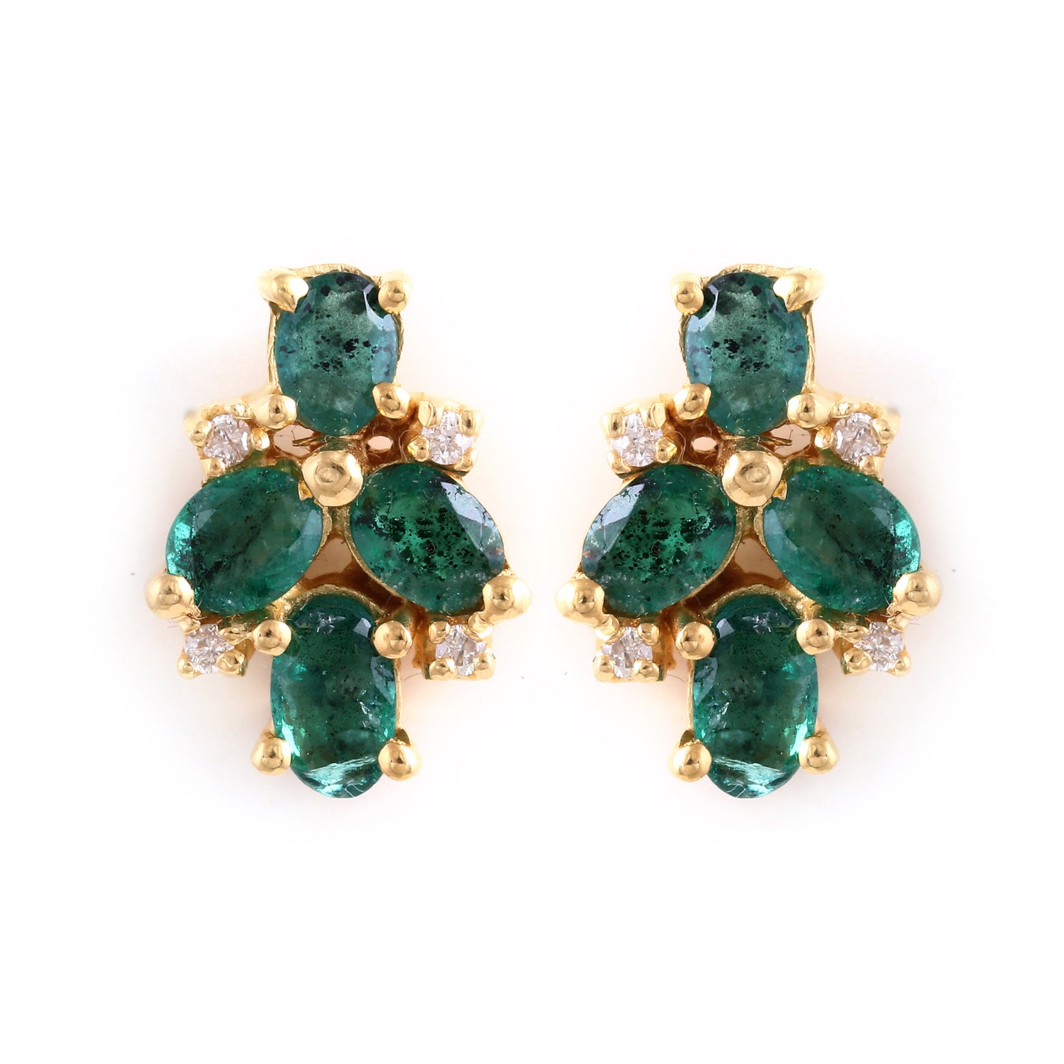 Emerald Diamond Quad Studs