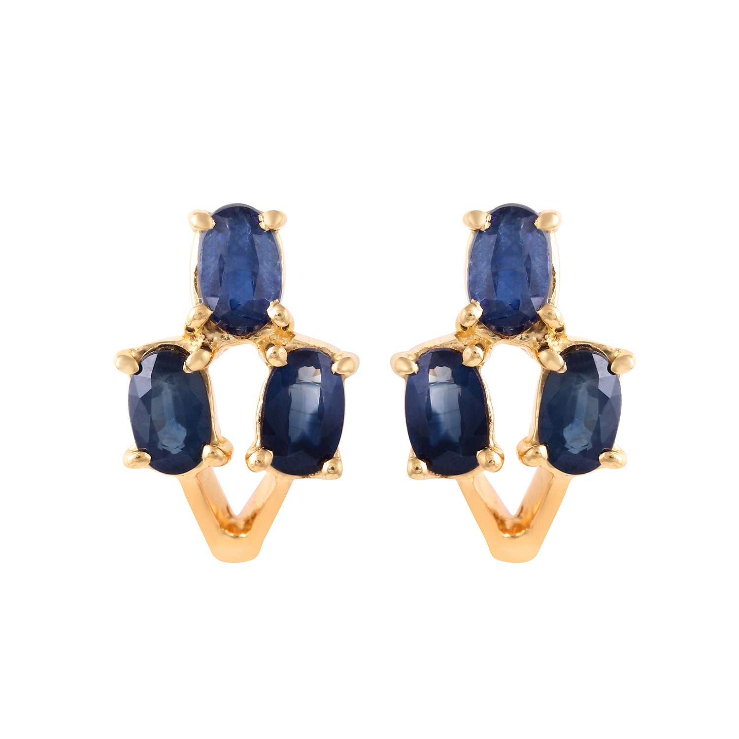 Sapphire Trio Stud Earrings