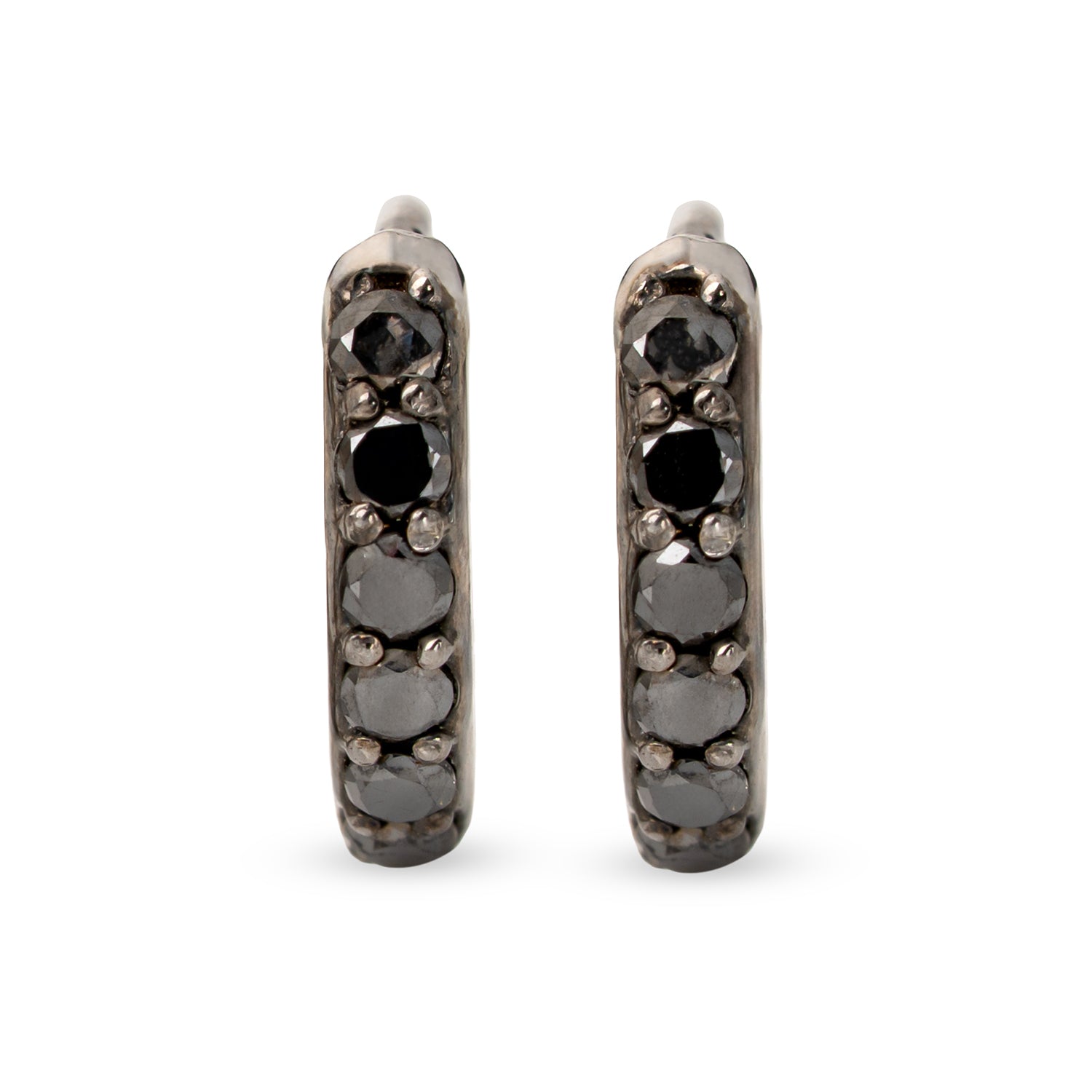 Black Diamond Baguette Hoops
