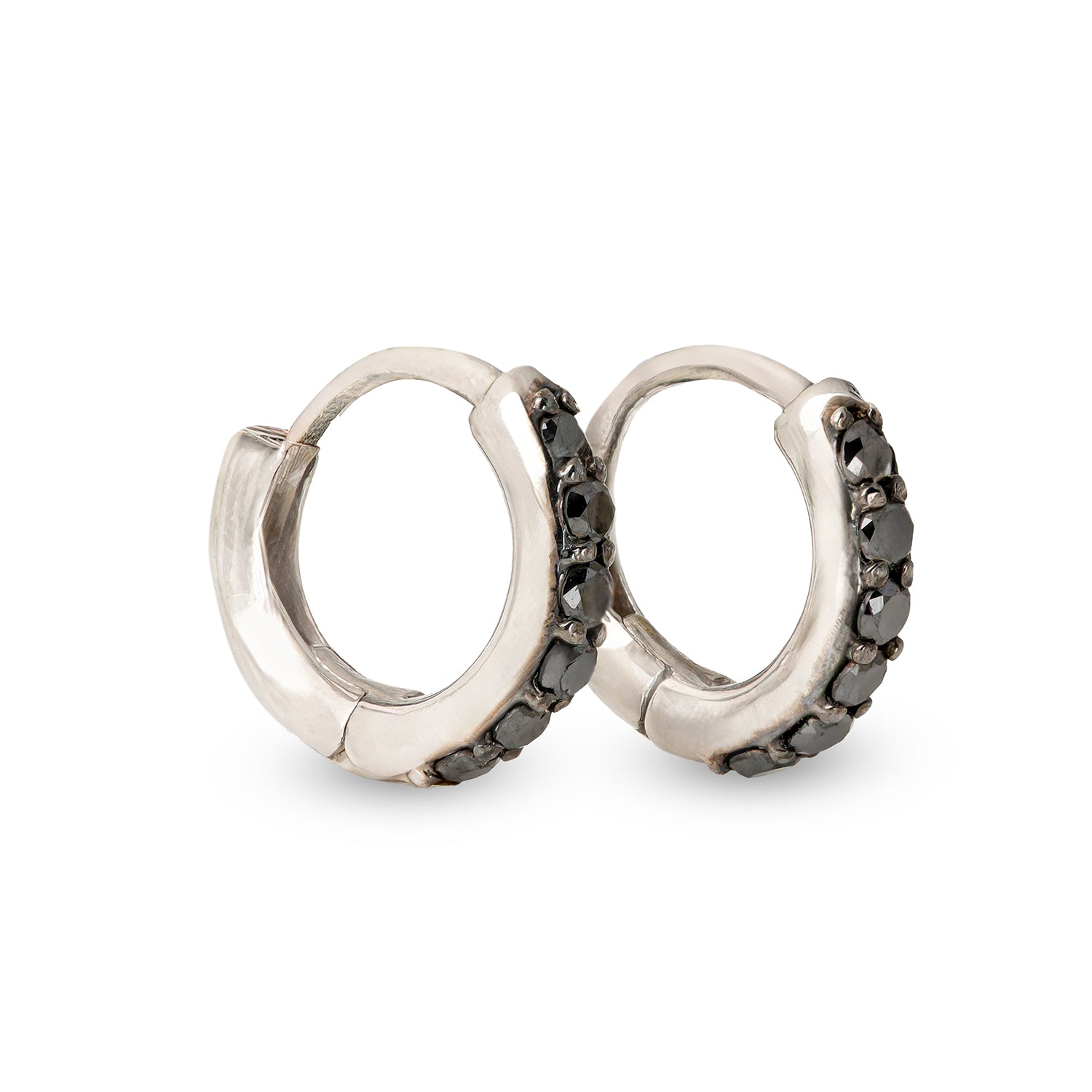 Black Diamond Baguette Hoops