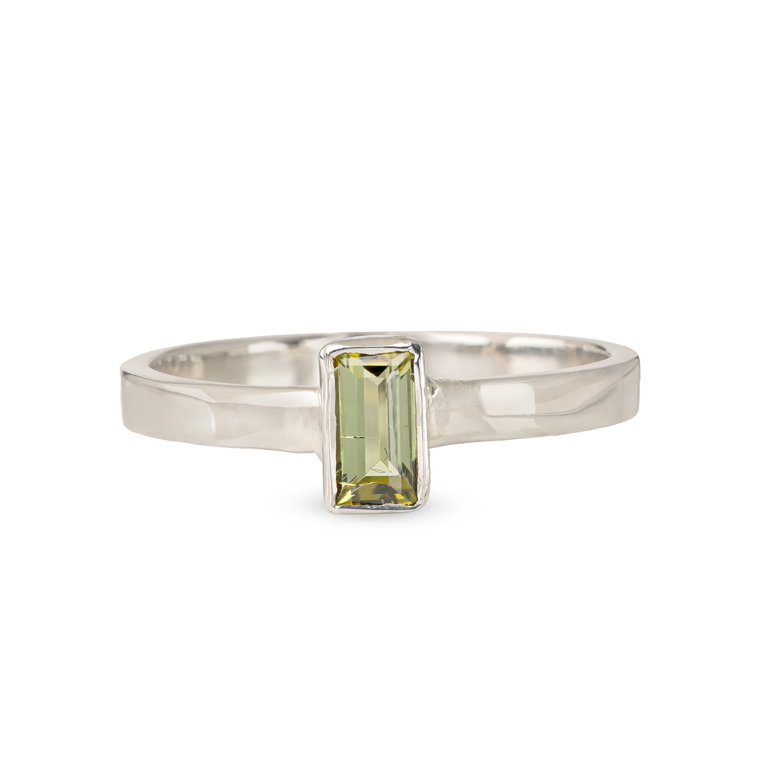 White Tourmaline Gun Metal Silver Ring