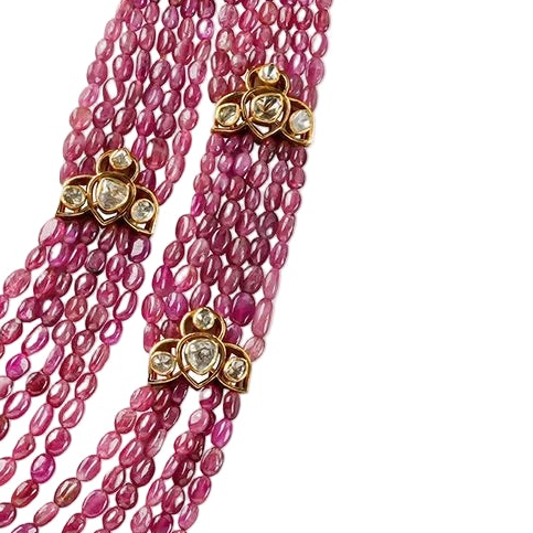 Rose Pink Tourmaline Diamond Brooch Necklace