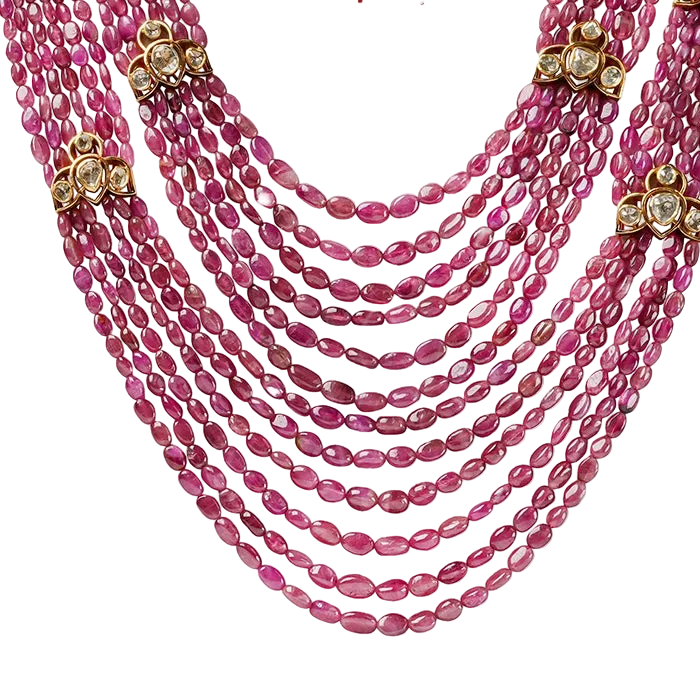 Rose Pink Tourmaline Diamond Brooch Necklace