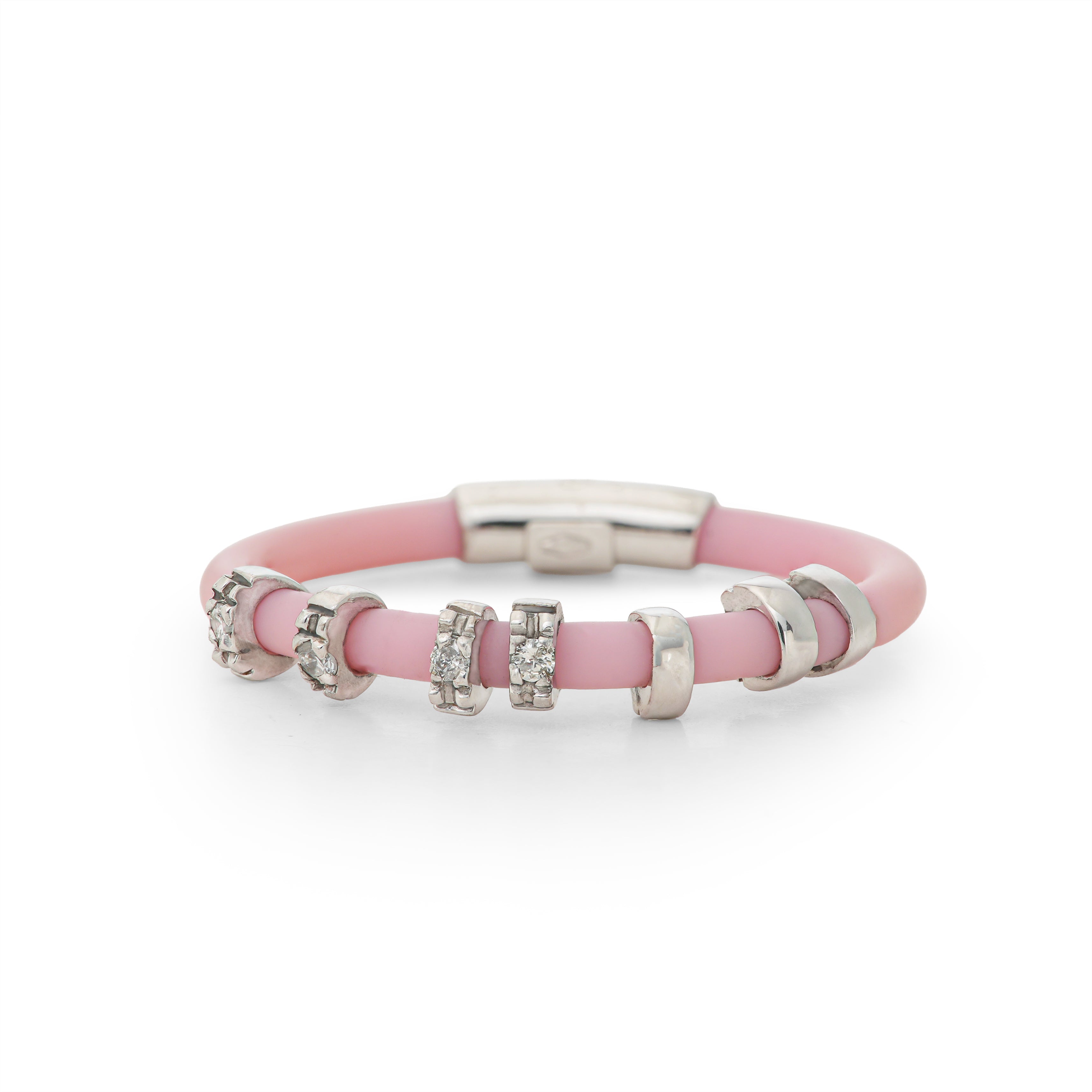 Pink Abacus Diamond White Gold Rubber Ring