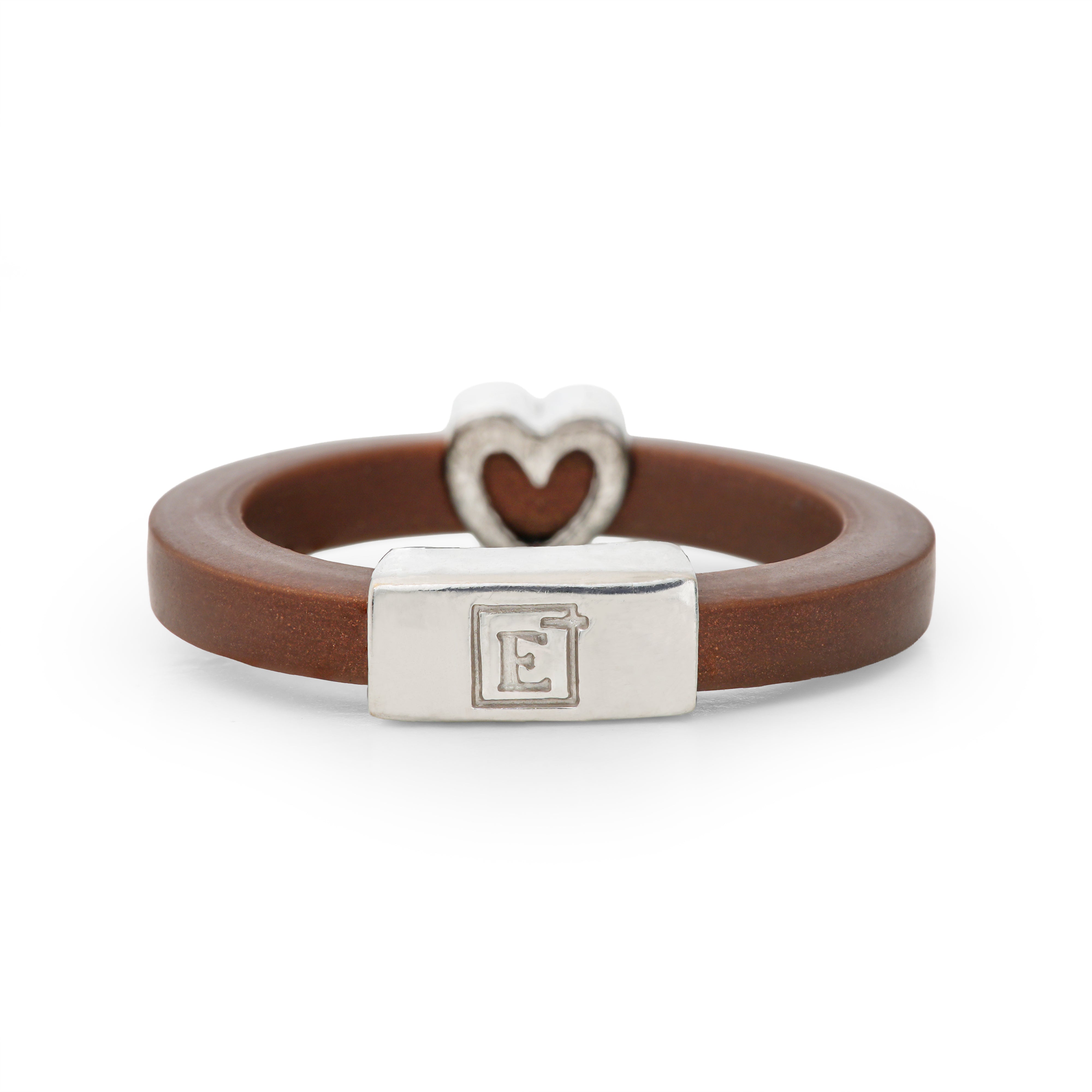 Chocolate Heart Diamond White Gold Rubber Ring