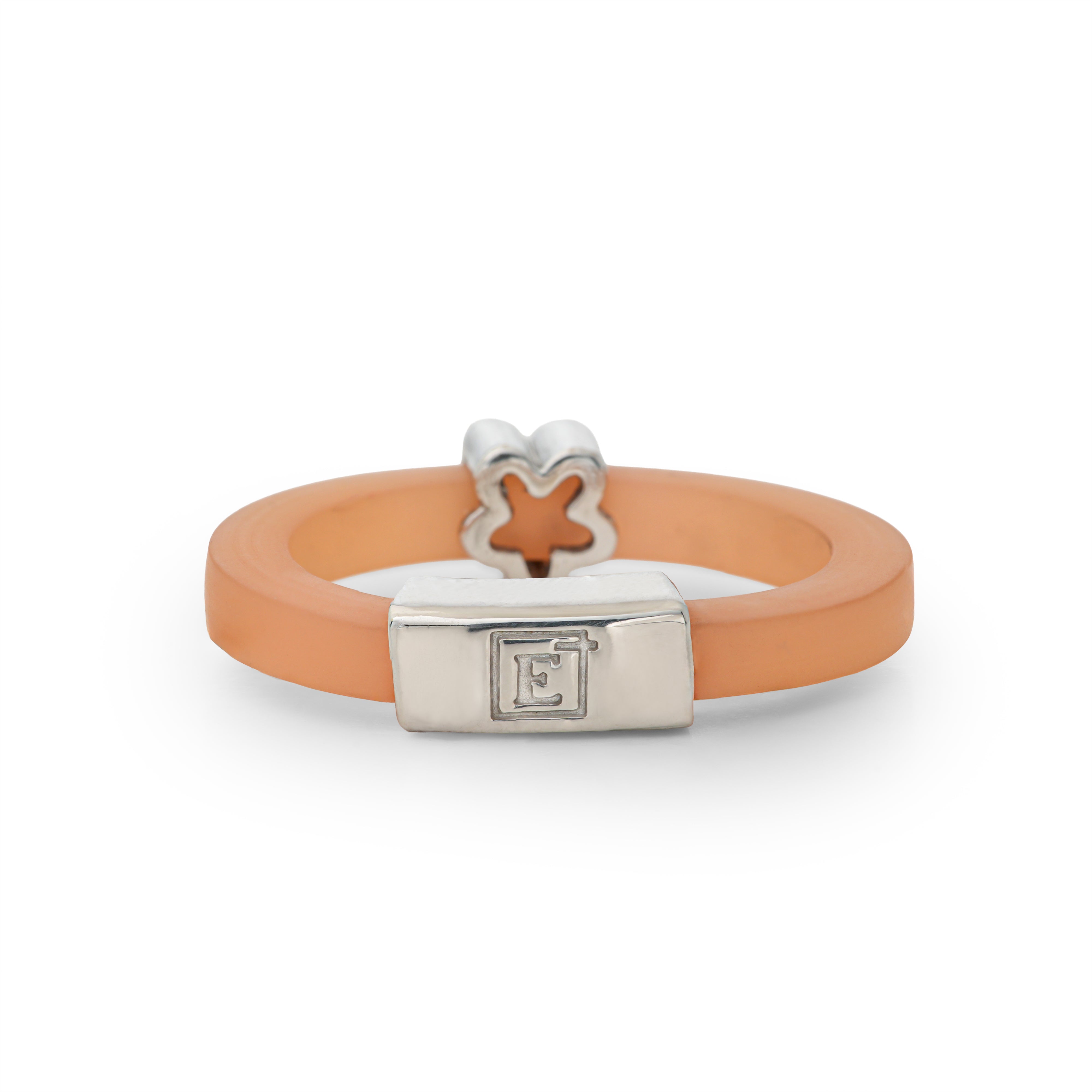 Peach Daisy Diamond White Gold Rubber Ring
