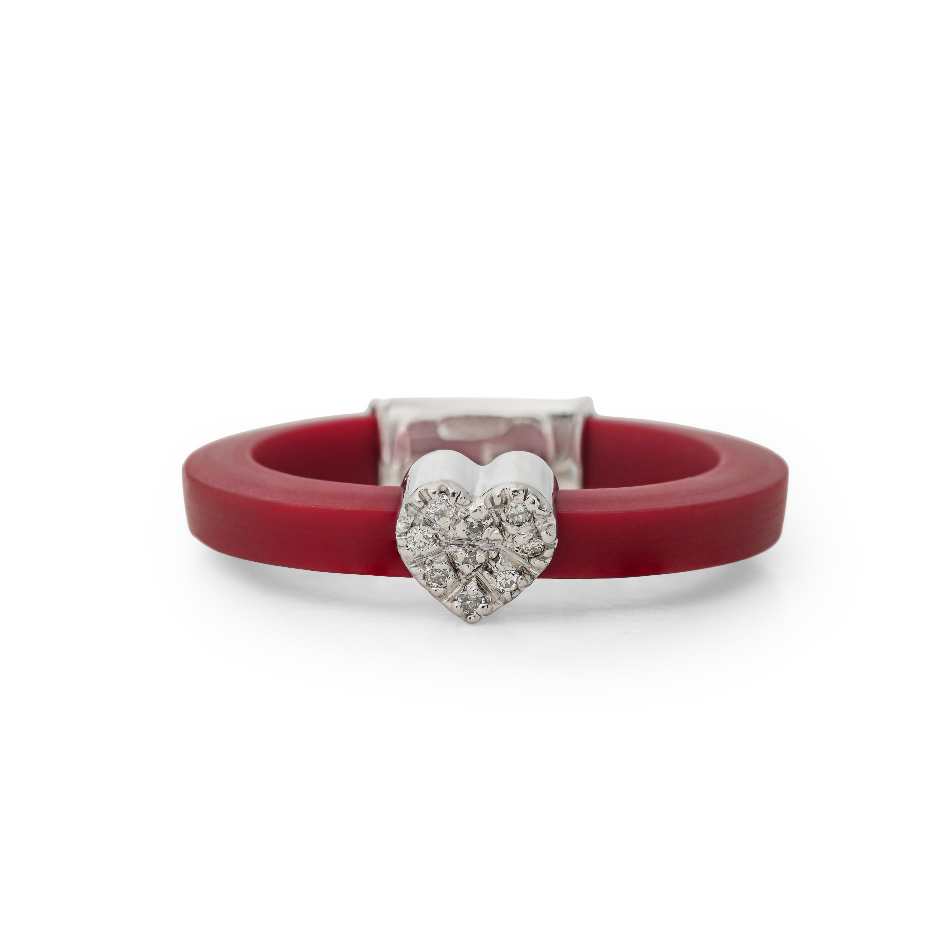 Crimson Heart Diamond White Gold Rubber Ring
