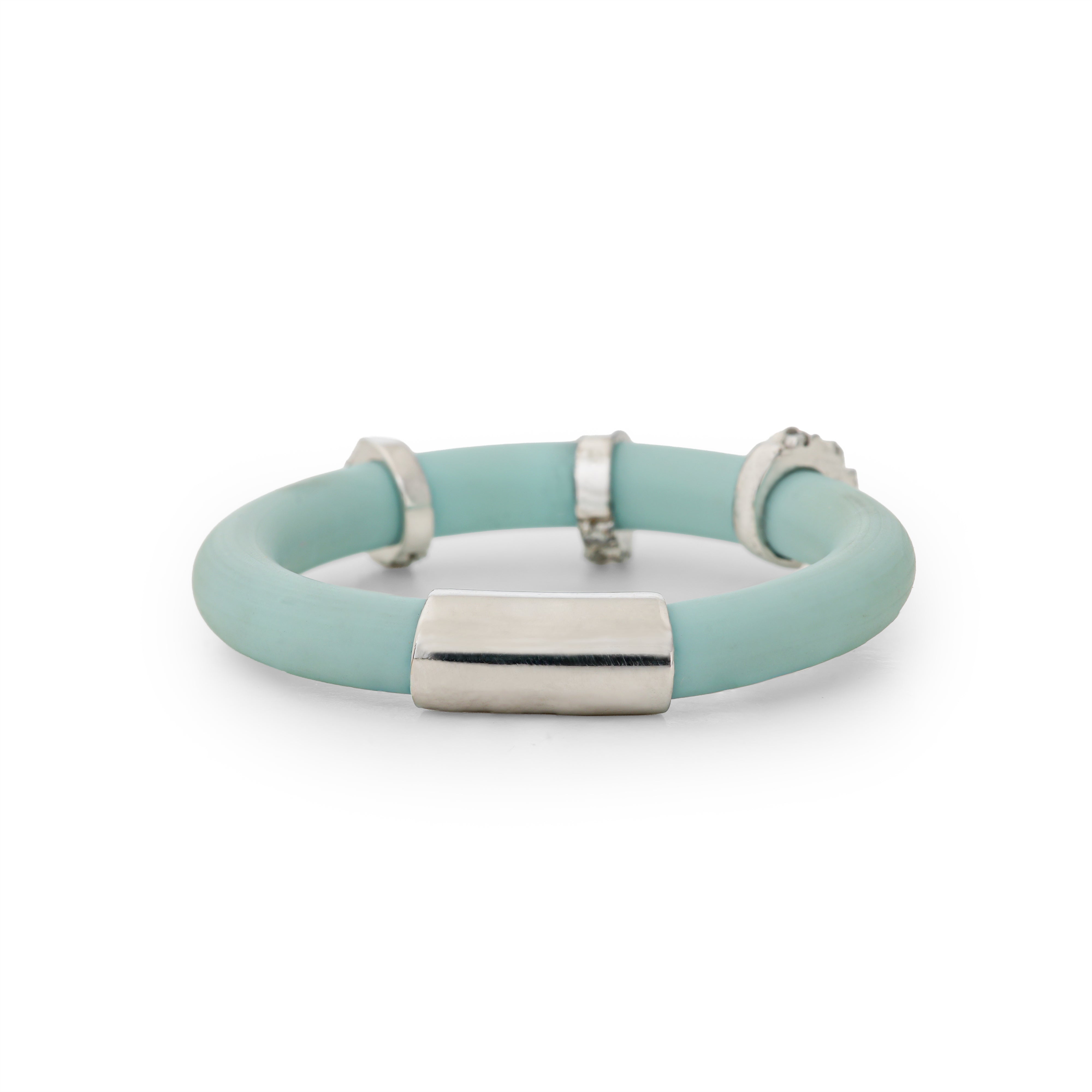 Aqua Abacus Diamond White Gold Rubber Ring