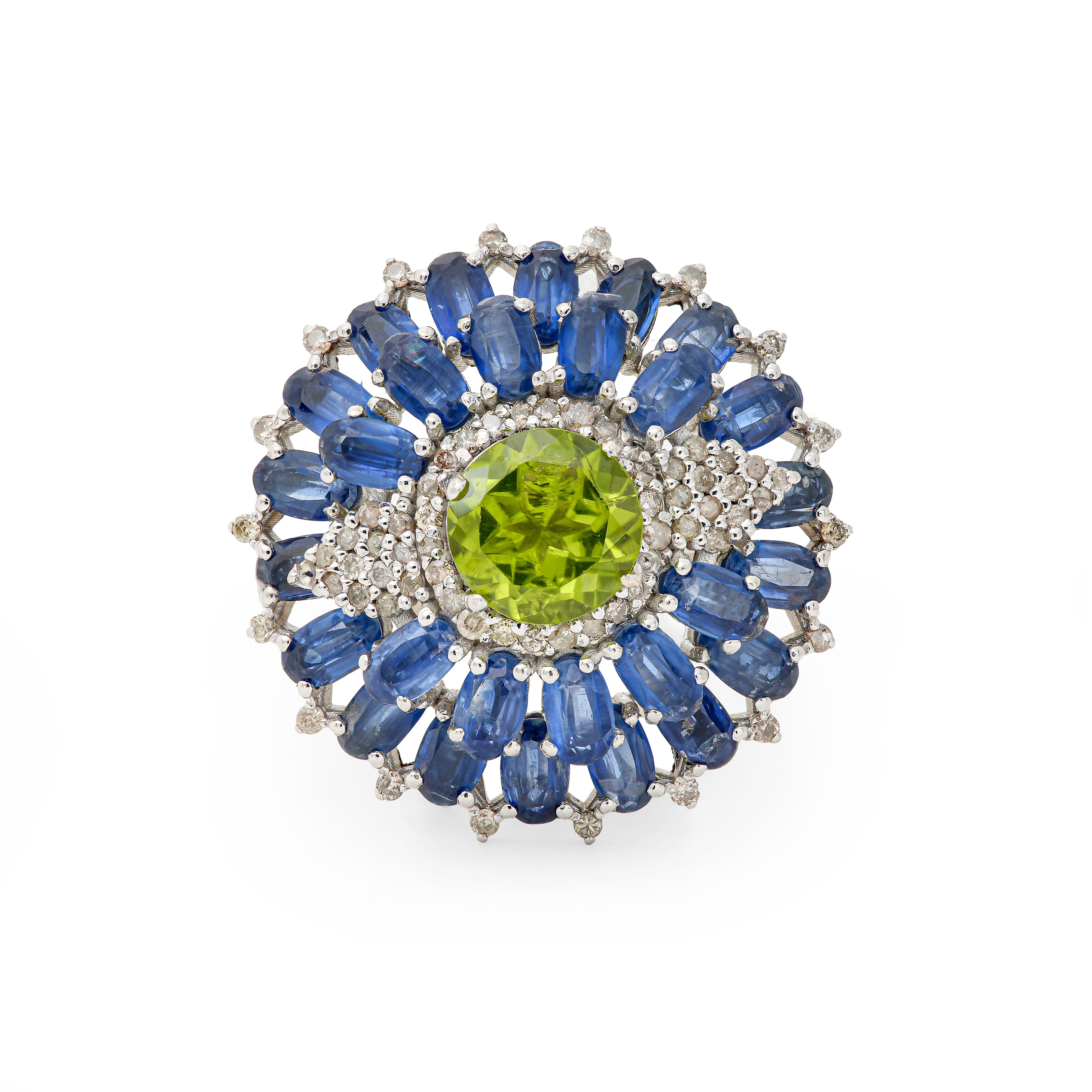 Peridot Tanzanite Diamond Eye Cocktail Ring