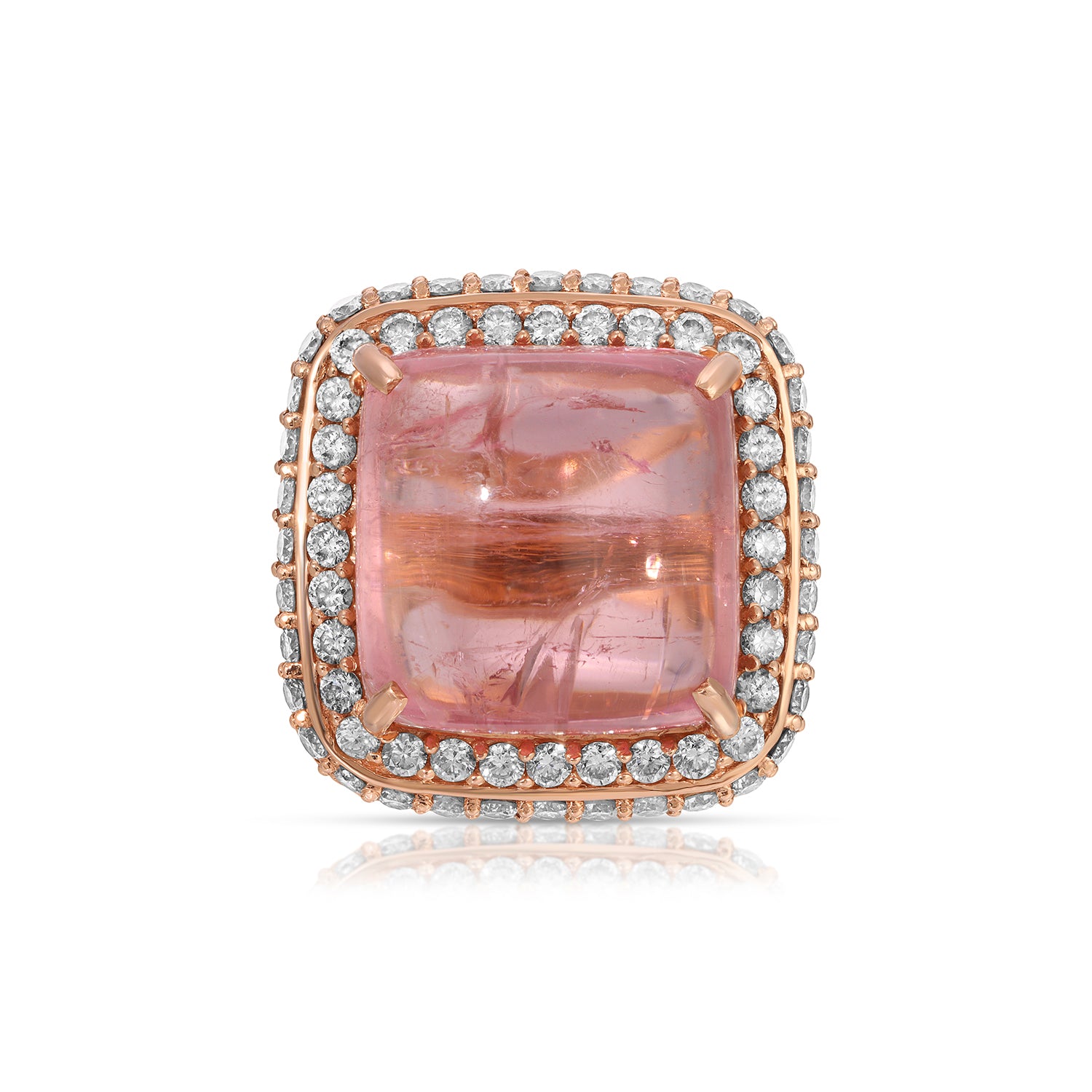 Rose Pink Tourmaline Diamond Cocktail Ring