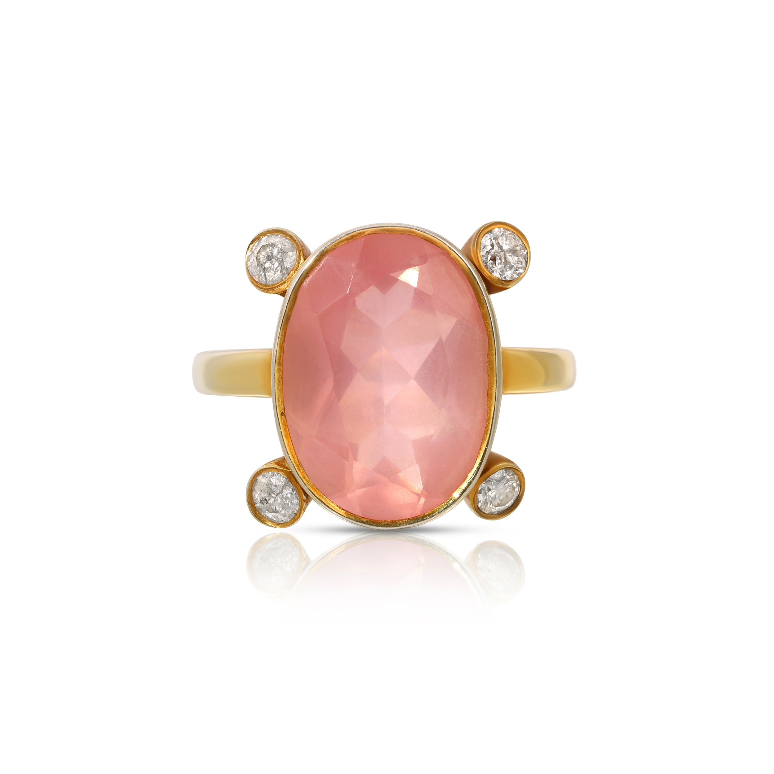 Rose Quartz Diamond Dot Dress Ring