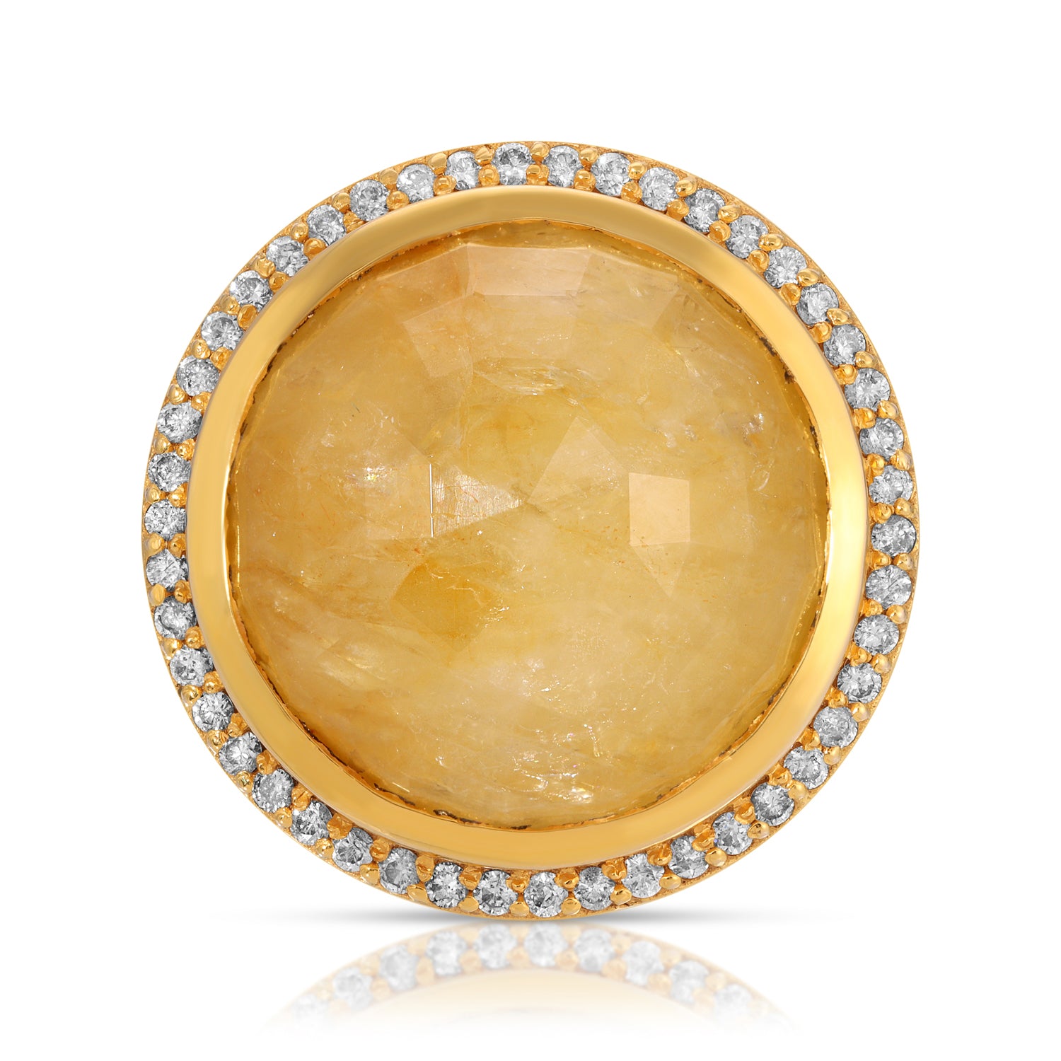 Yellow Sapphire Diamond UFO Cocktail Ring