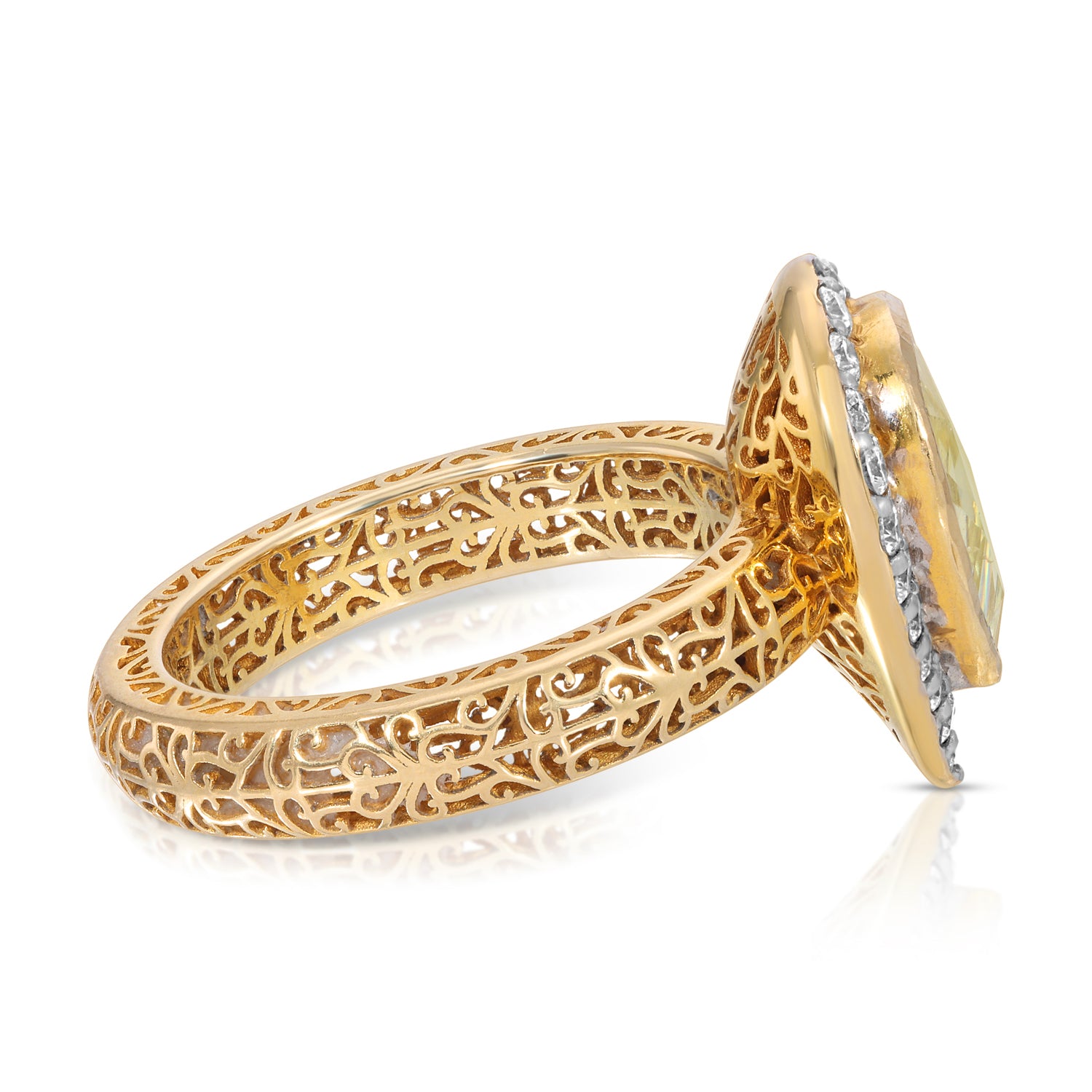 Yellow Diamond Filigree Dress Ring