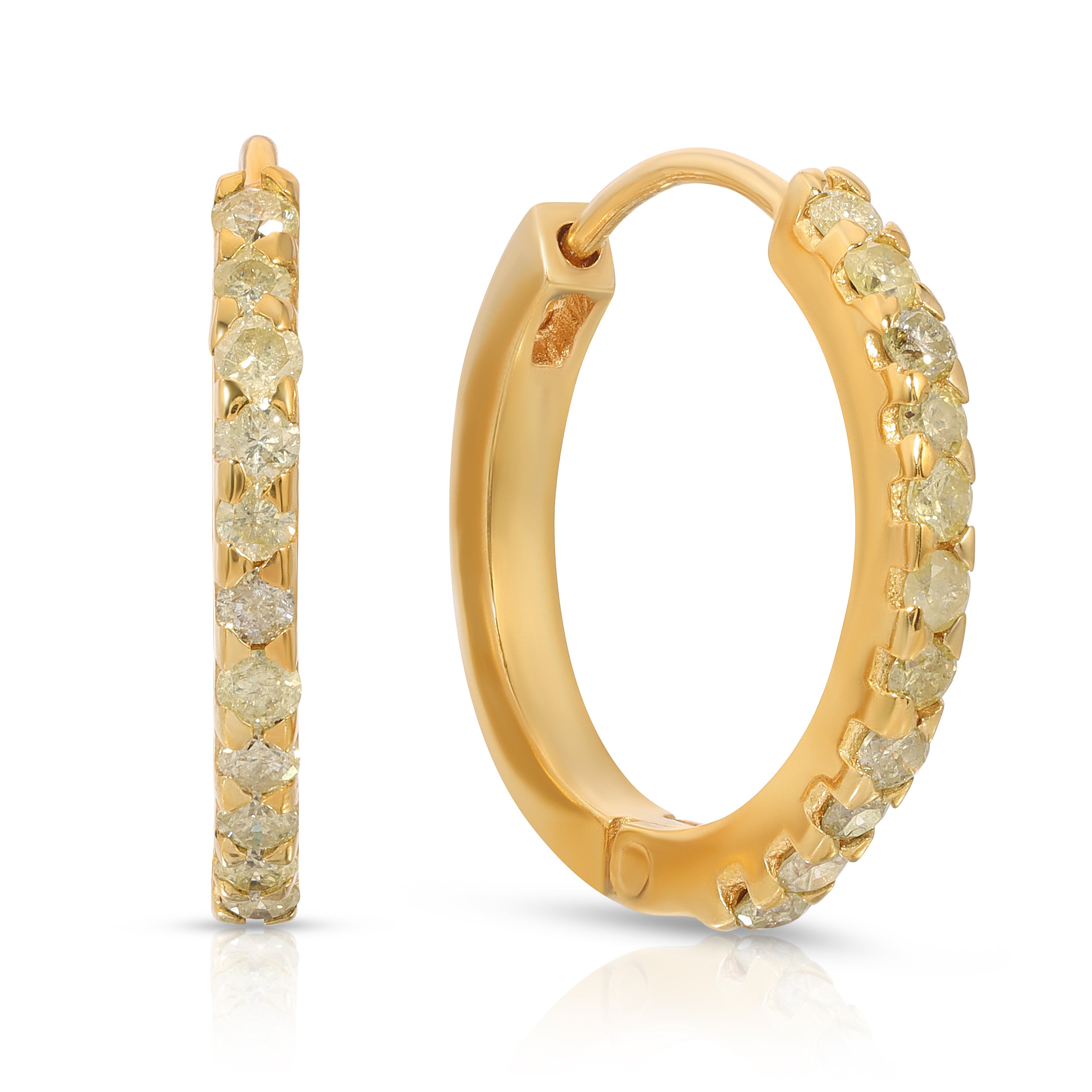Yellow Diamond Hoop Earrings