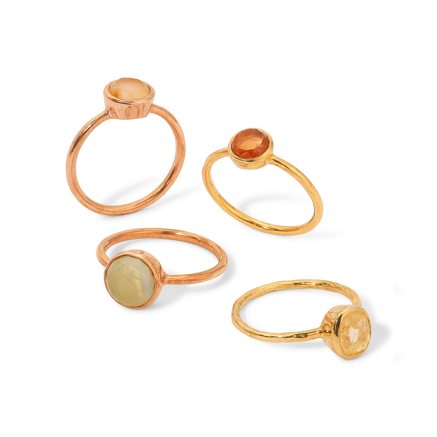 Yellow Orange Sapphire Gem Stack Rings