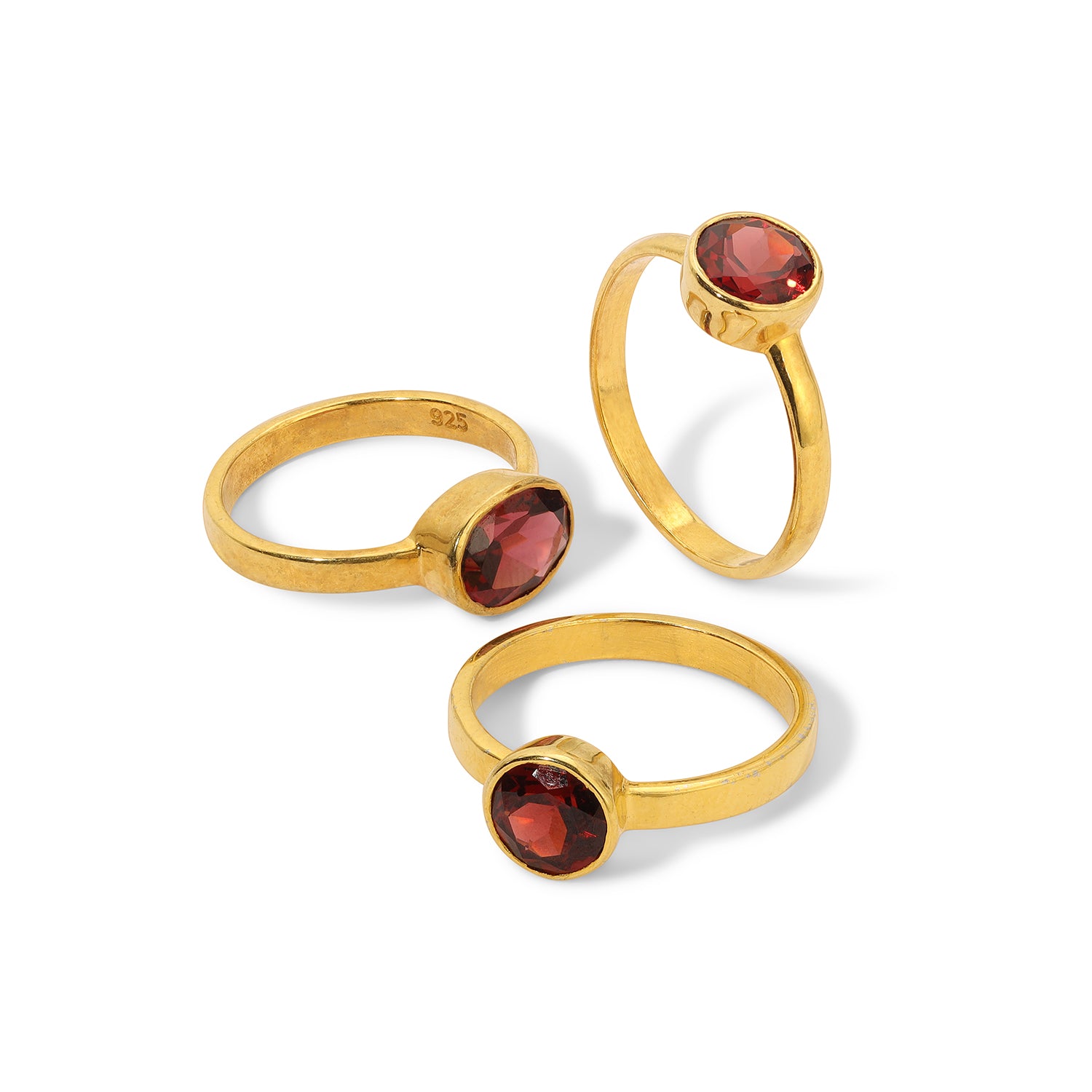 Orange Garnet Gem Stack Rings