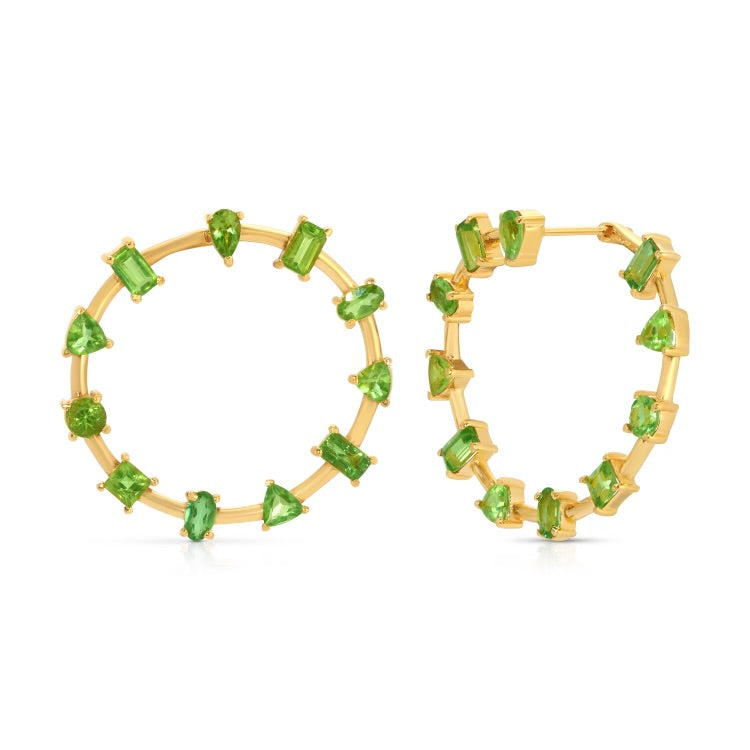 Green Topaz Abacus Hoop Earrings