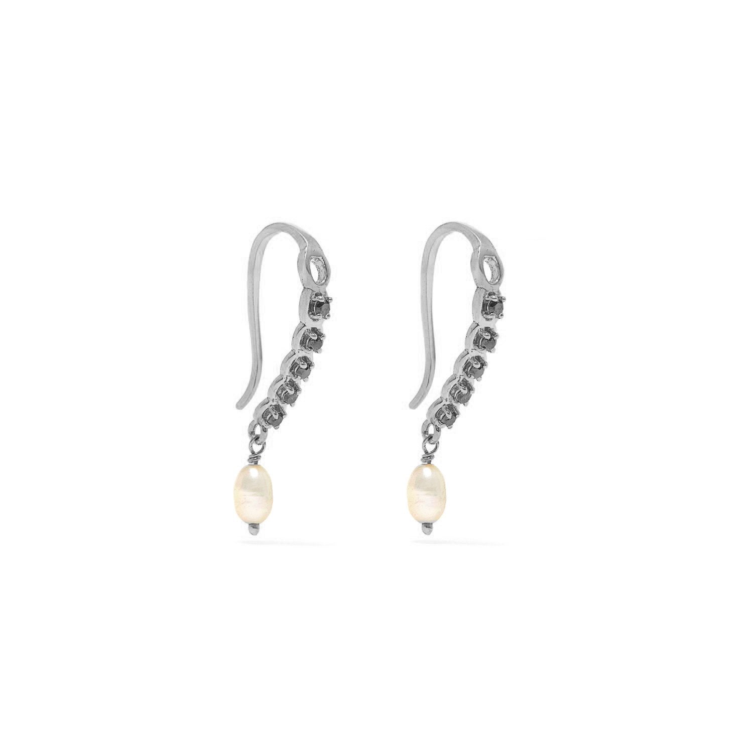 Laura Black Diamond Pearl Earrings