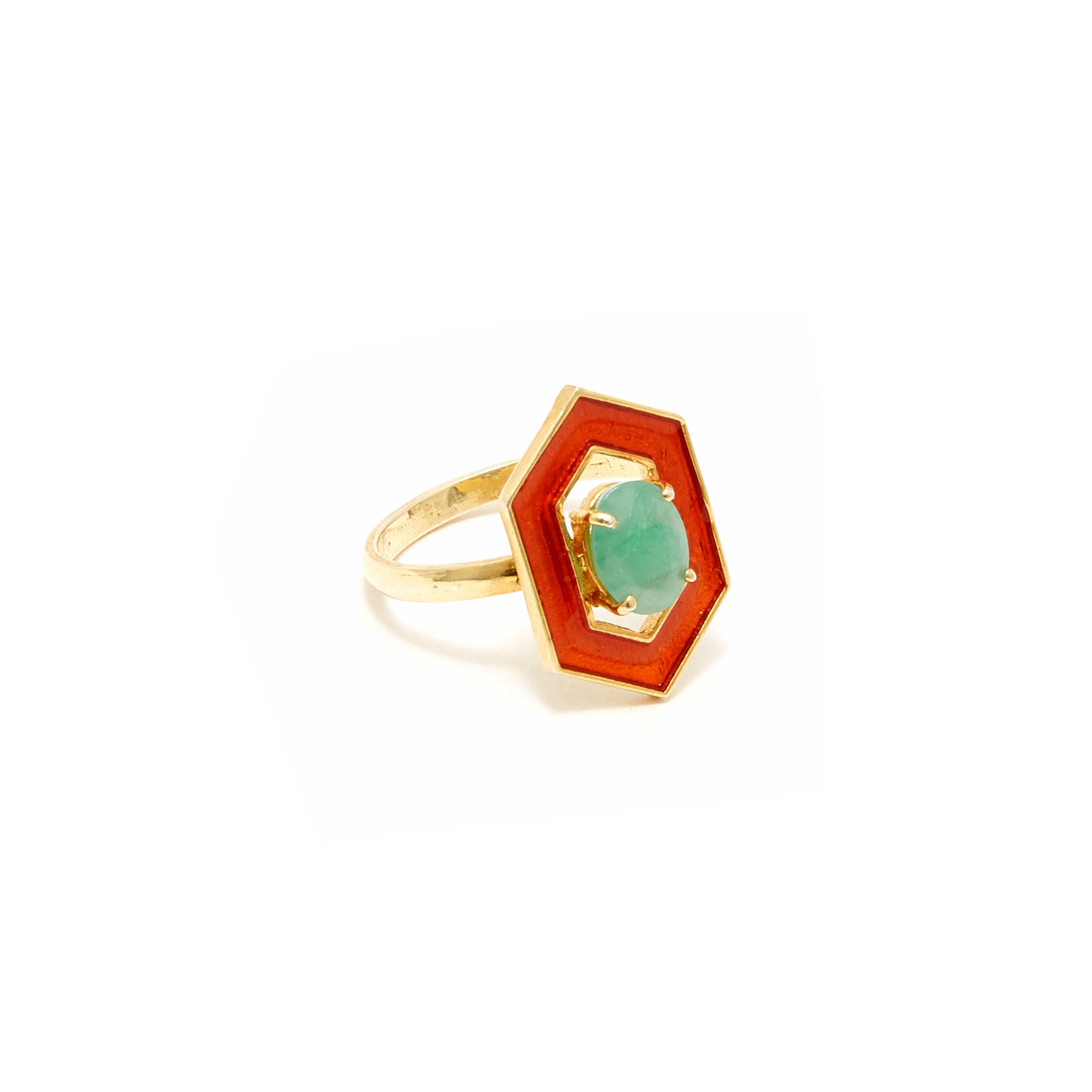 Petit Jai Emerald Orange Enamel Ring