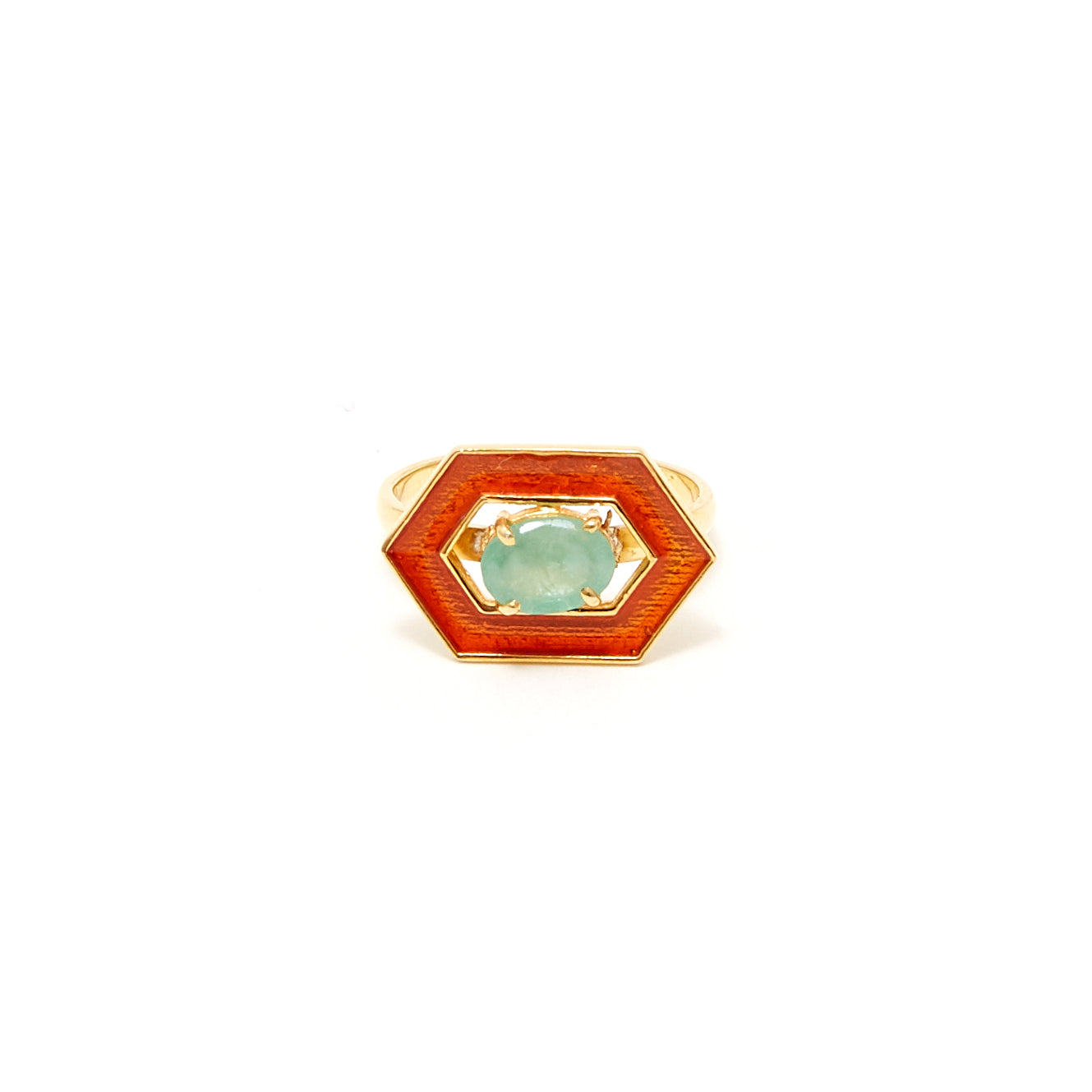 Petit Jai Emerald Orange Enamel Ring