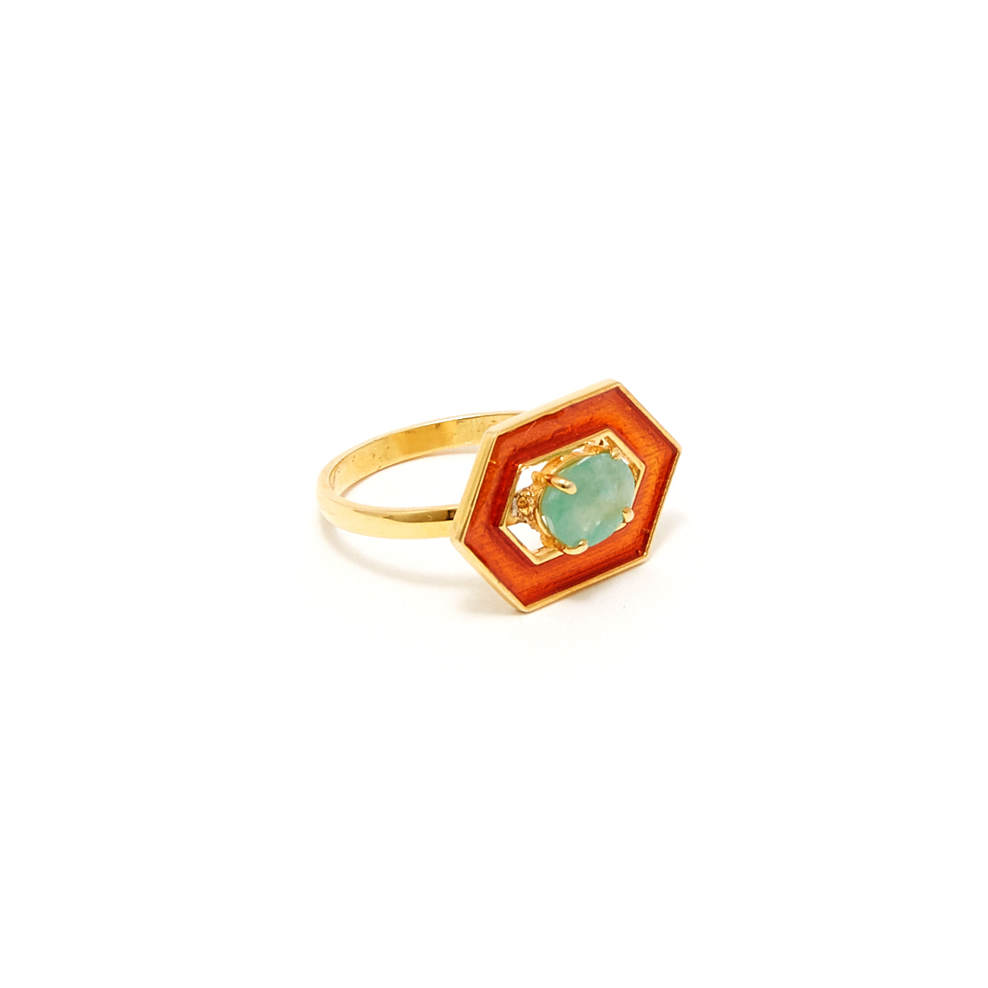 Petit Jai Emerald Orange Enamel Ring