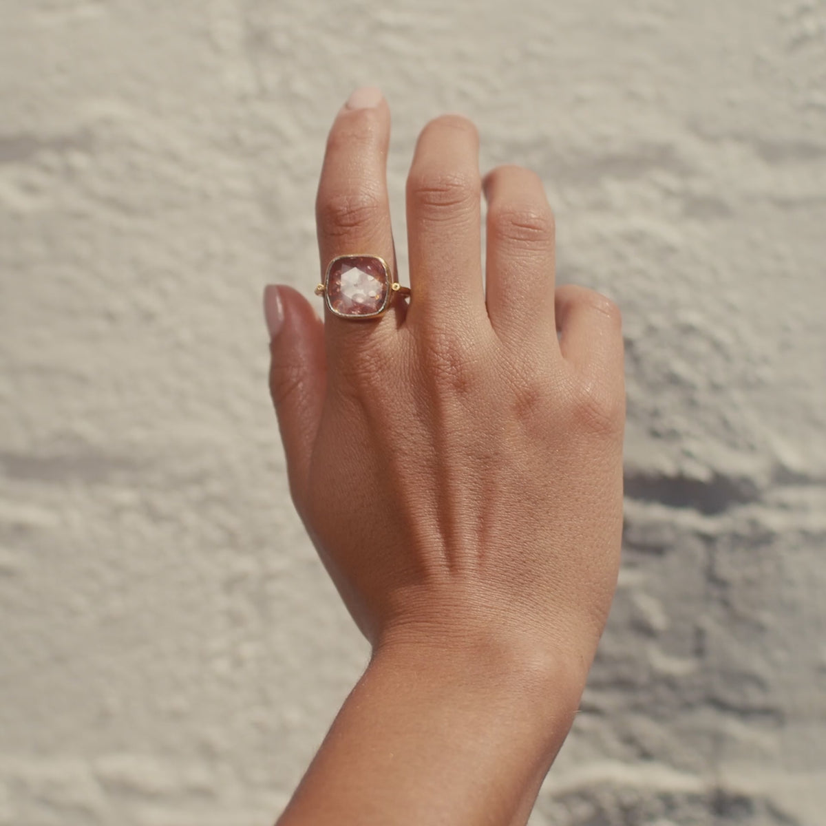 Orange Sapphire Square Glitter Globe Ring