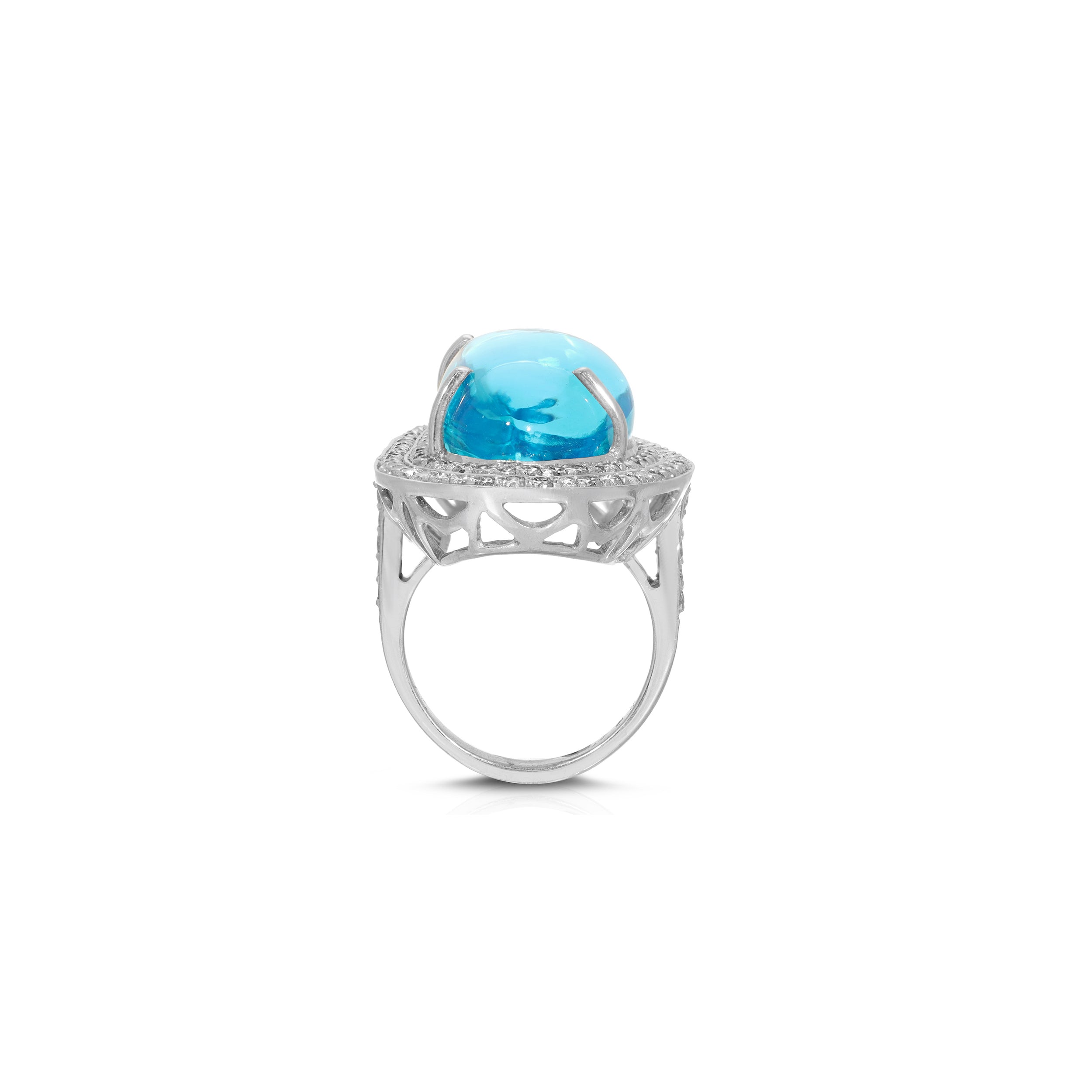 Abstract Blue Topaz Diamond Cocktail Ring